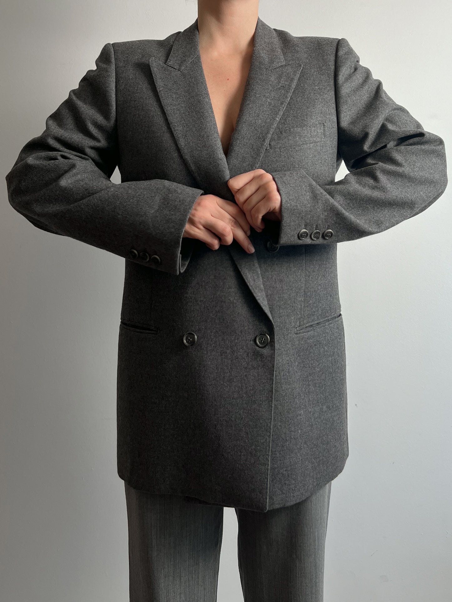 Pure virgin wool doublebreast grey blazer