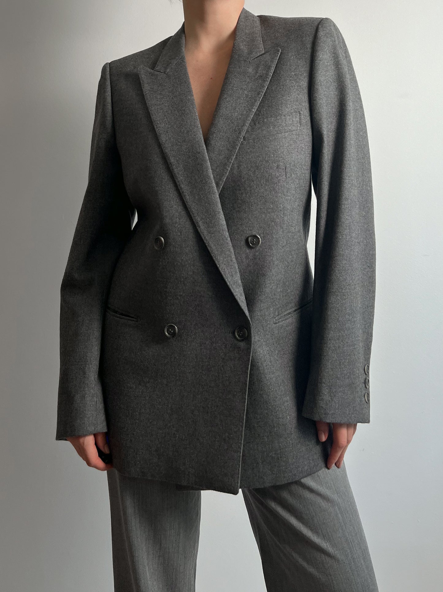 Pure virgin wool doublebreast grey blazer