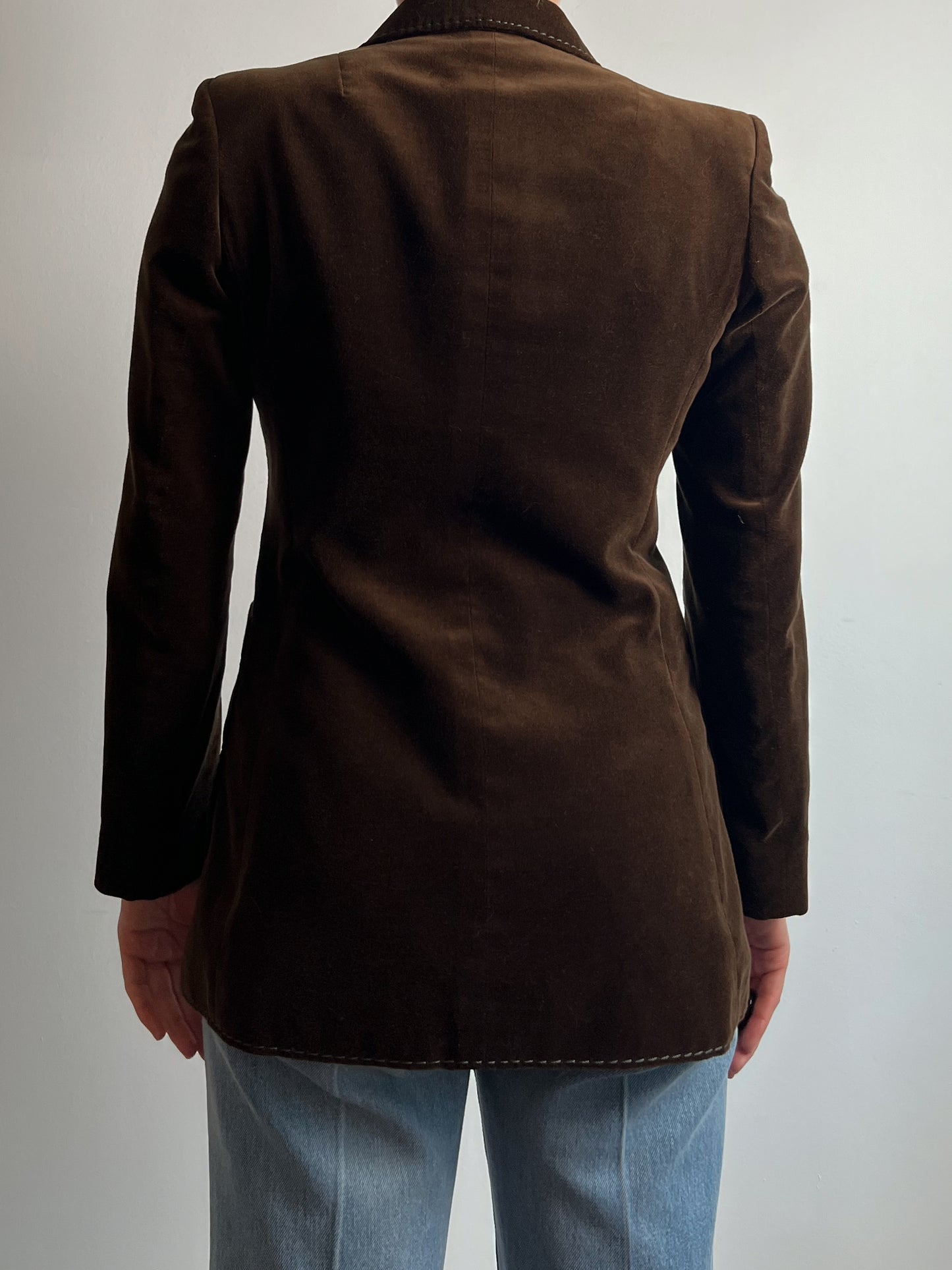 Cotton velvet chocolate blazer