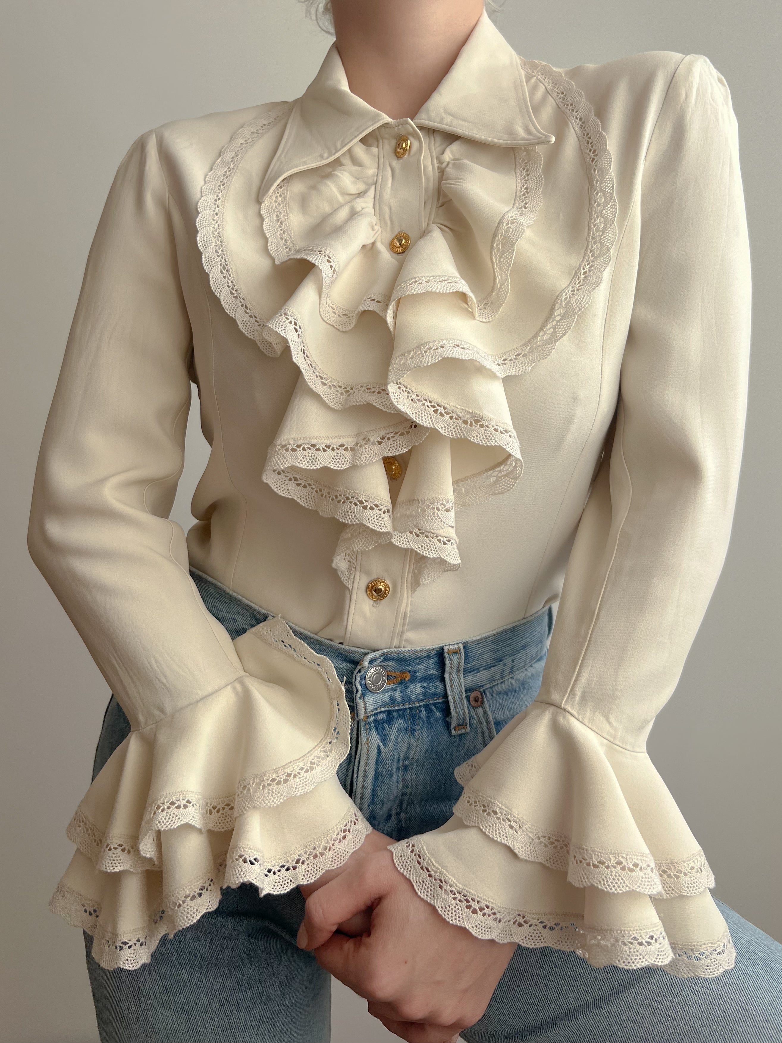 Camicia avorio con volant