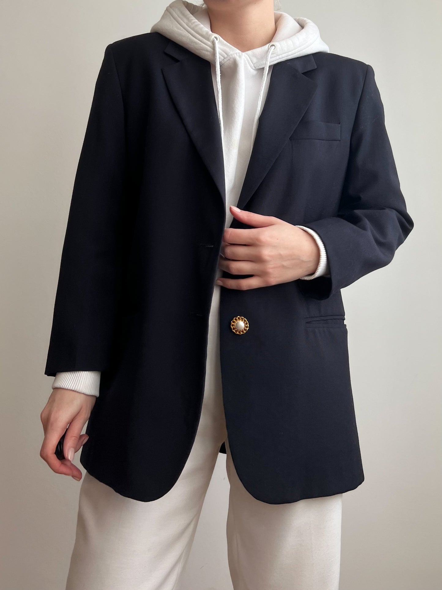 Blazer blu in pura lana vergine