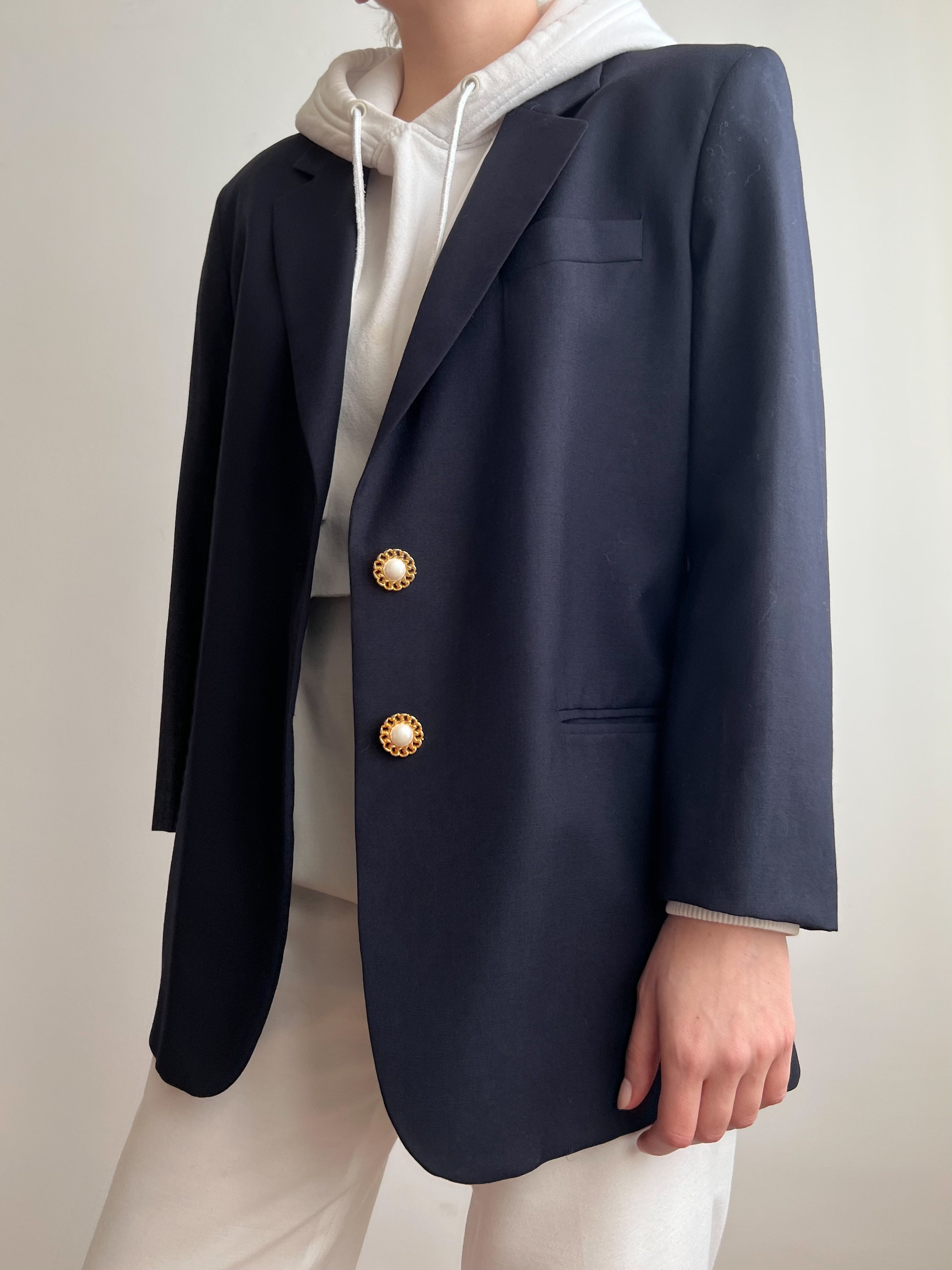 Blazer blu in pura lana vergine