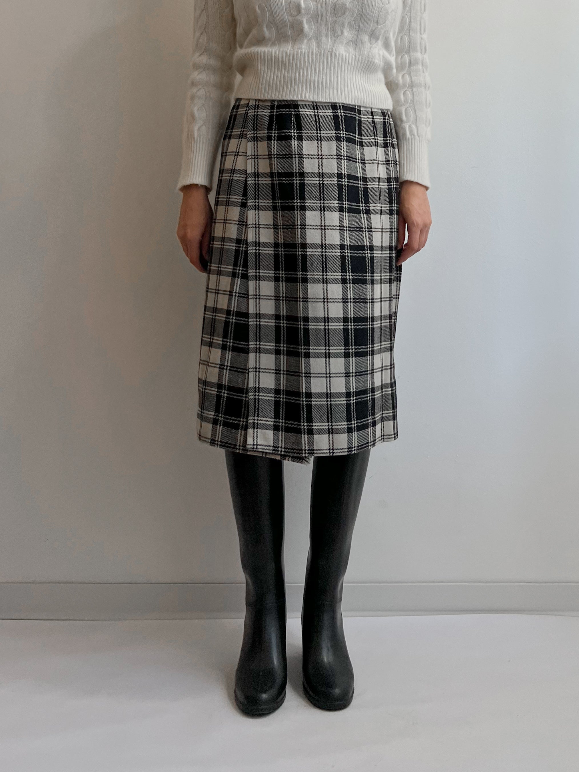 Wool blend pleated midi skirt