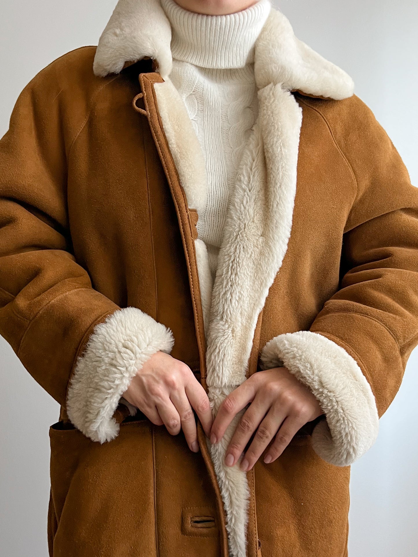 Vintage caramel shearling coat