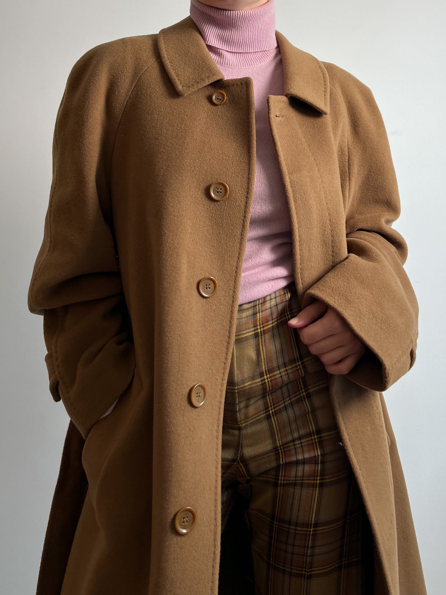 Pure virgin wool camel long coat