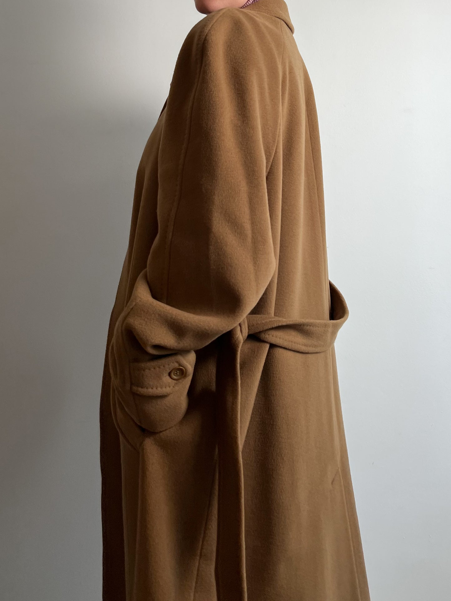 Pure virgin wool camel long coat