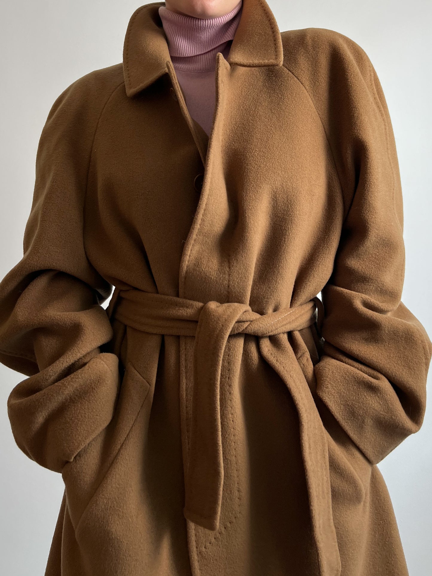 Pure virgin wool camel long coat