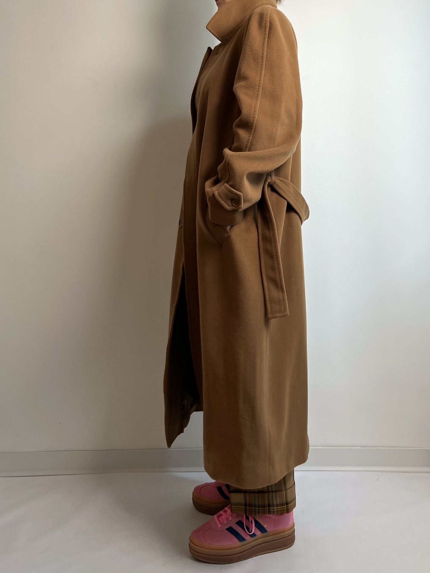 Pure virgin wool camel long coat