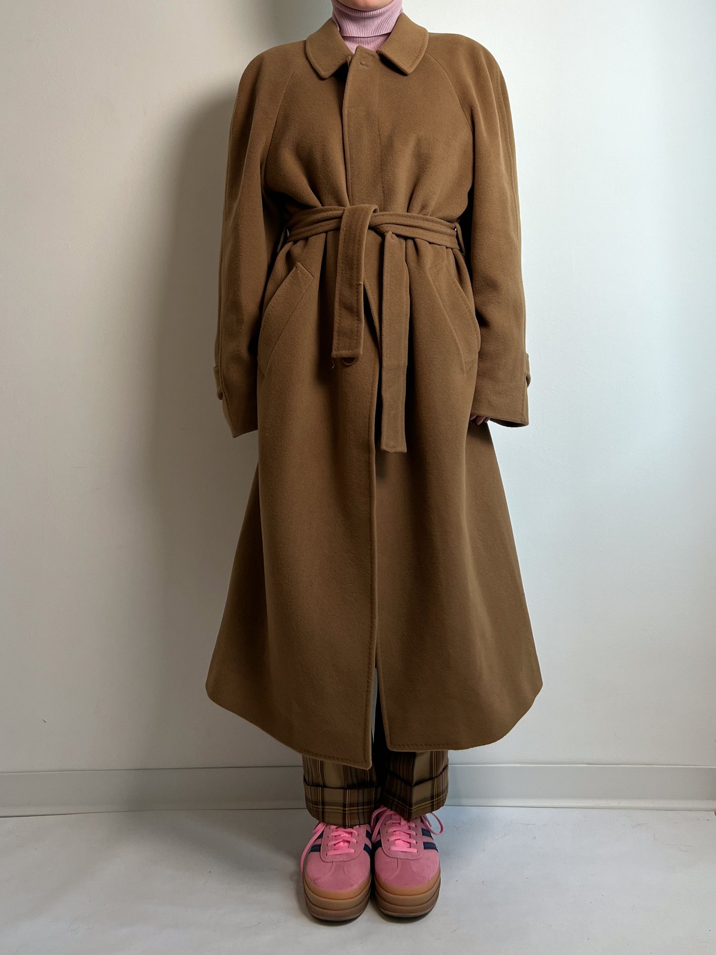 Pure virgin wool camel long coat