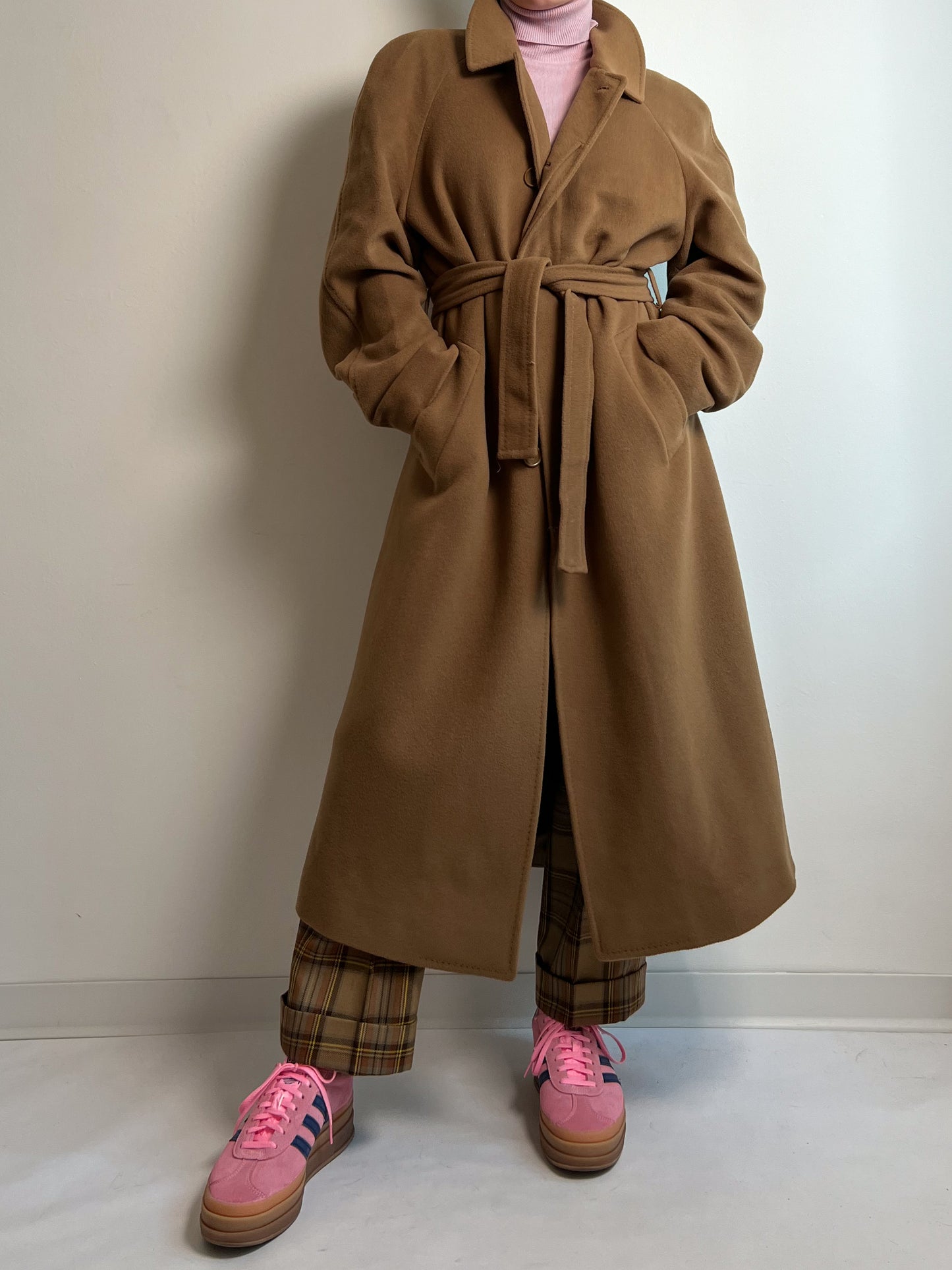 Pure virgin wool camel long coat