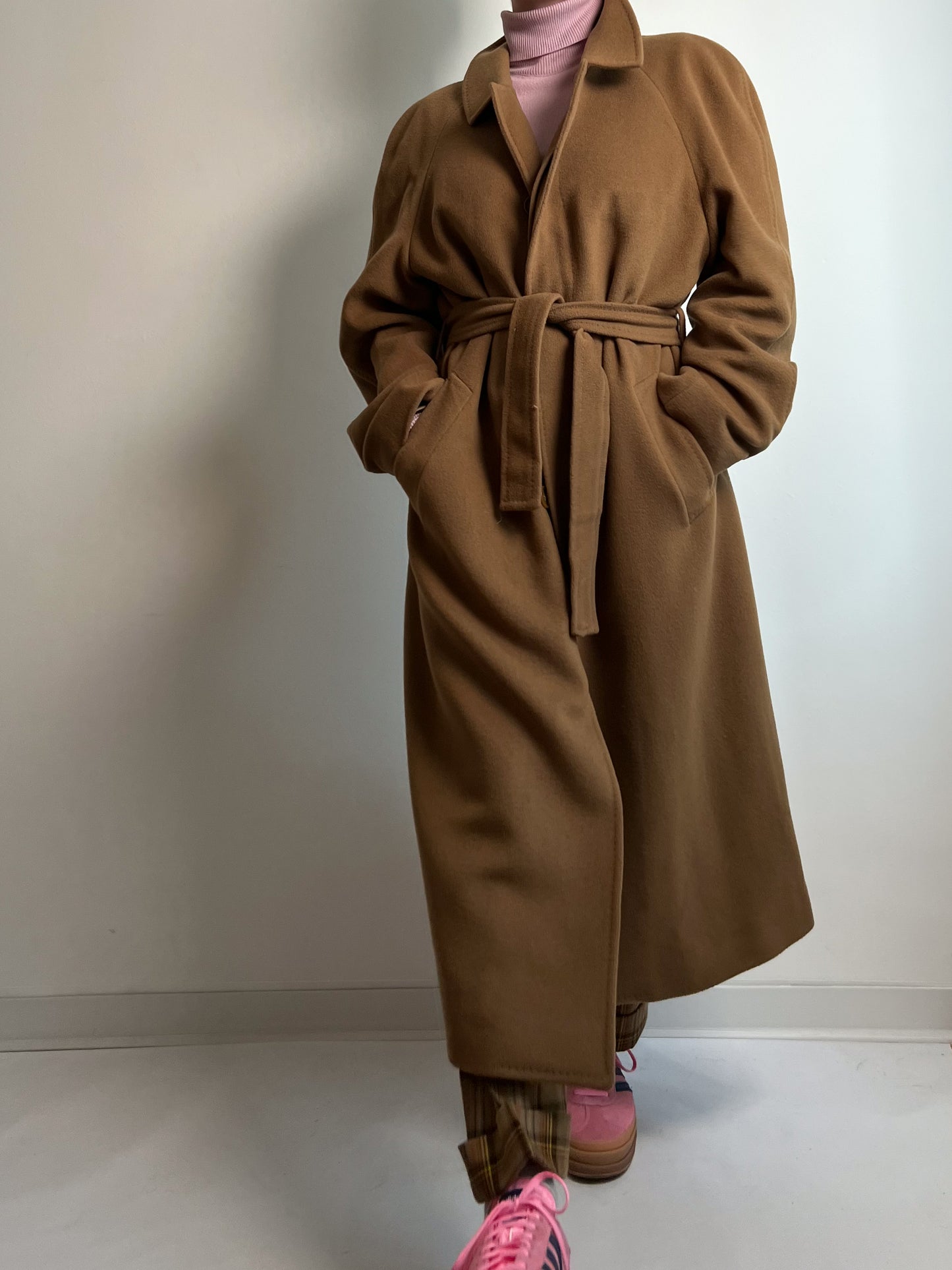 Pure virgin wool camel long coat