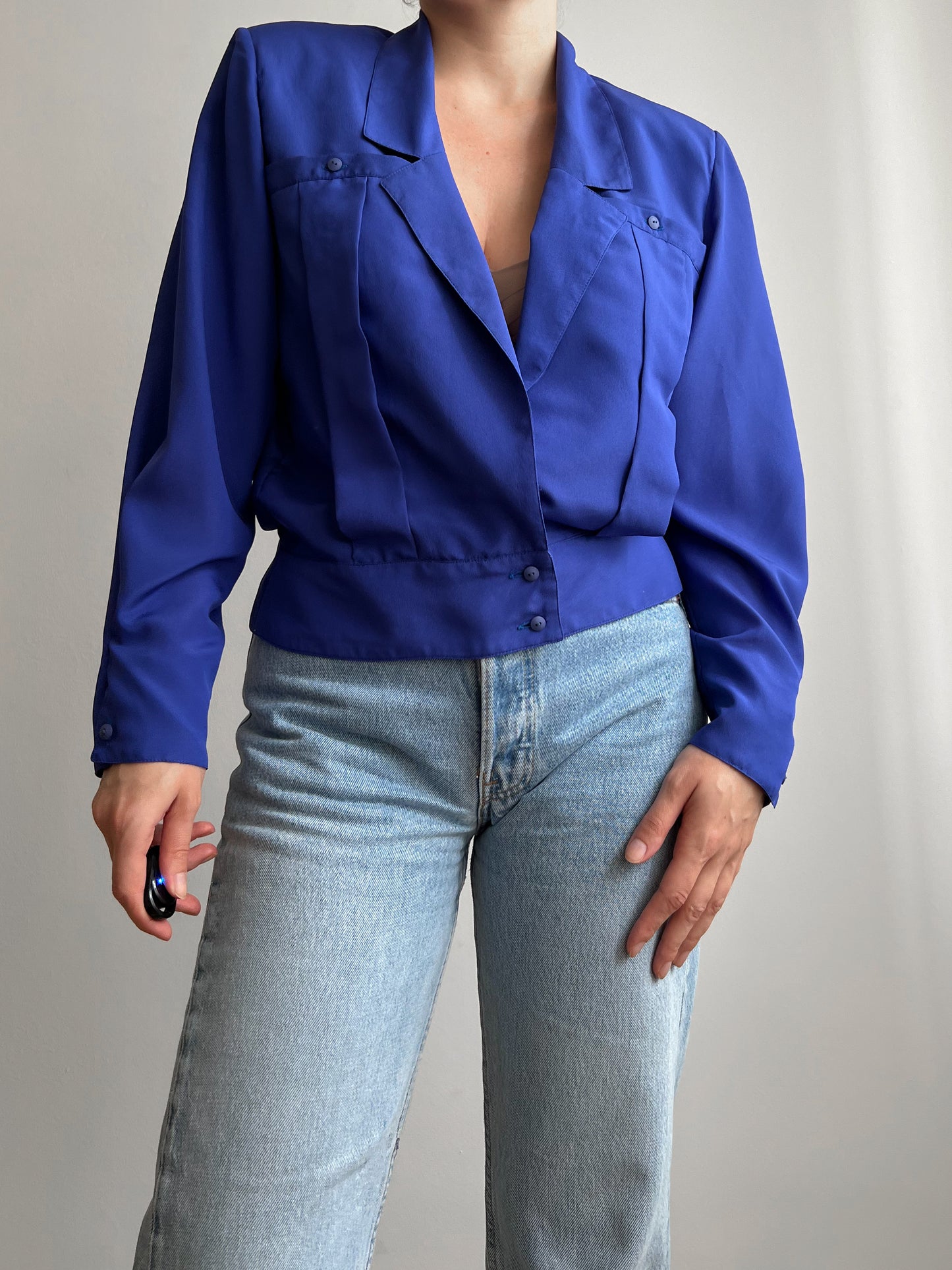 Blusa blu in pura seta