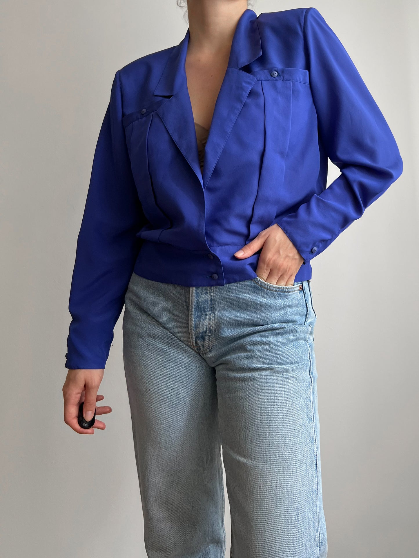 Blusa blu in pura seta