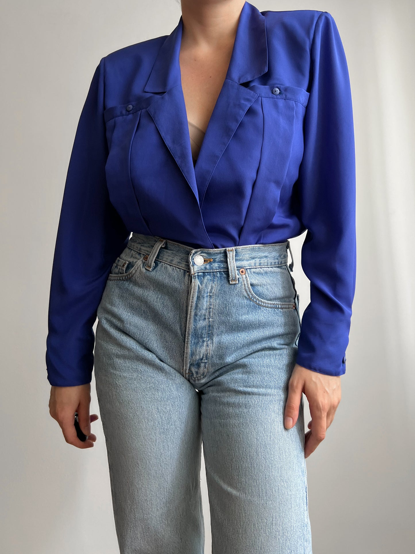 Blusa blu in pura seta