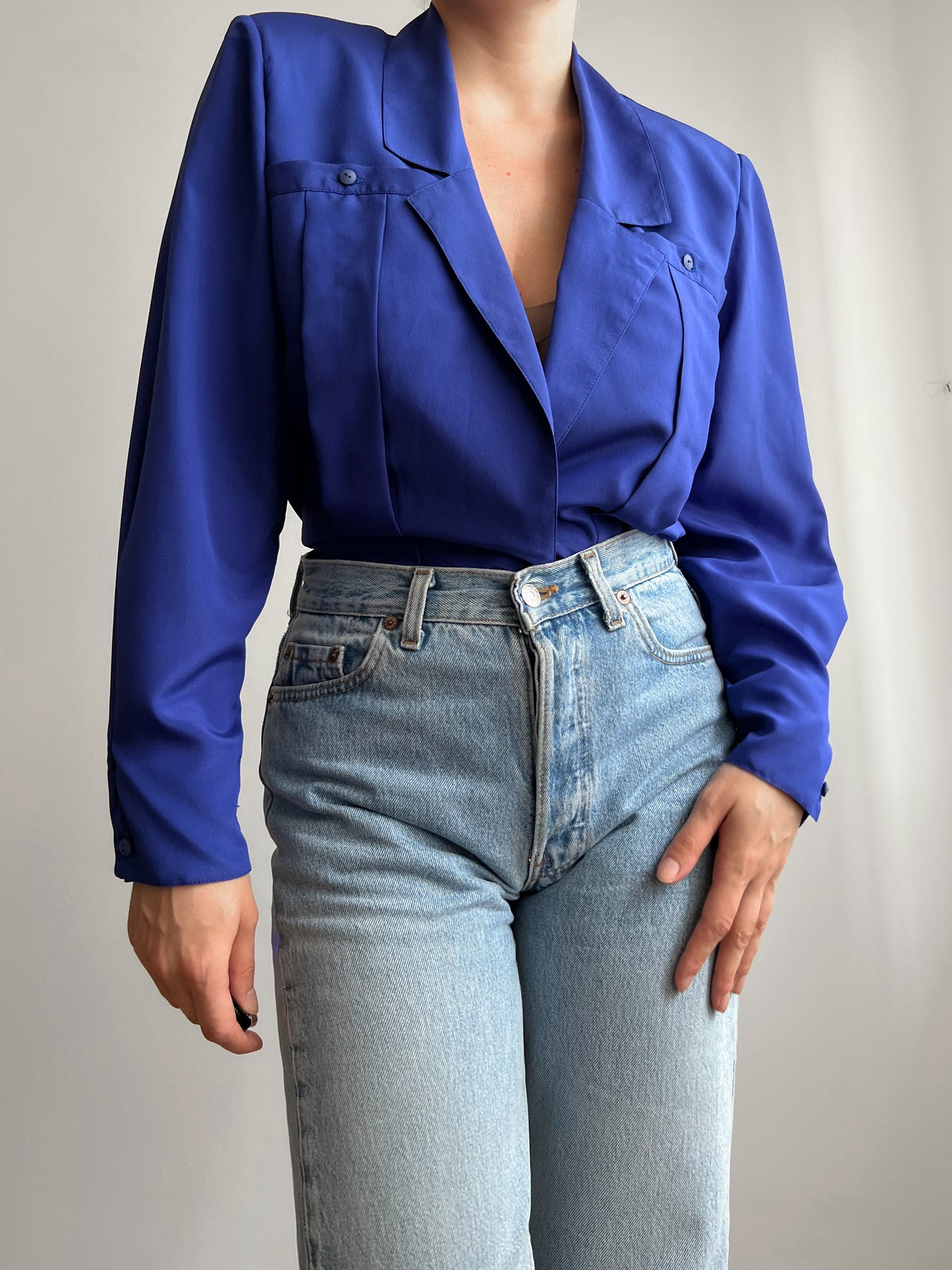 Blusa blu in pura seta