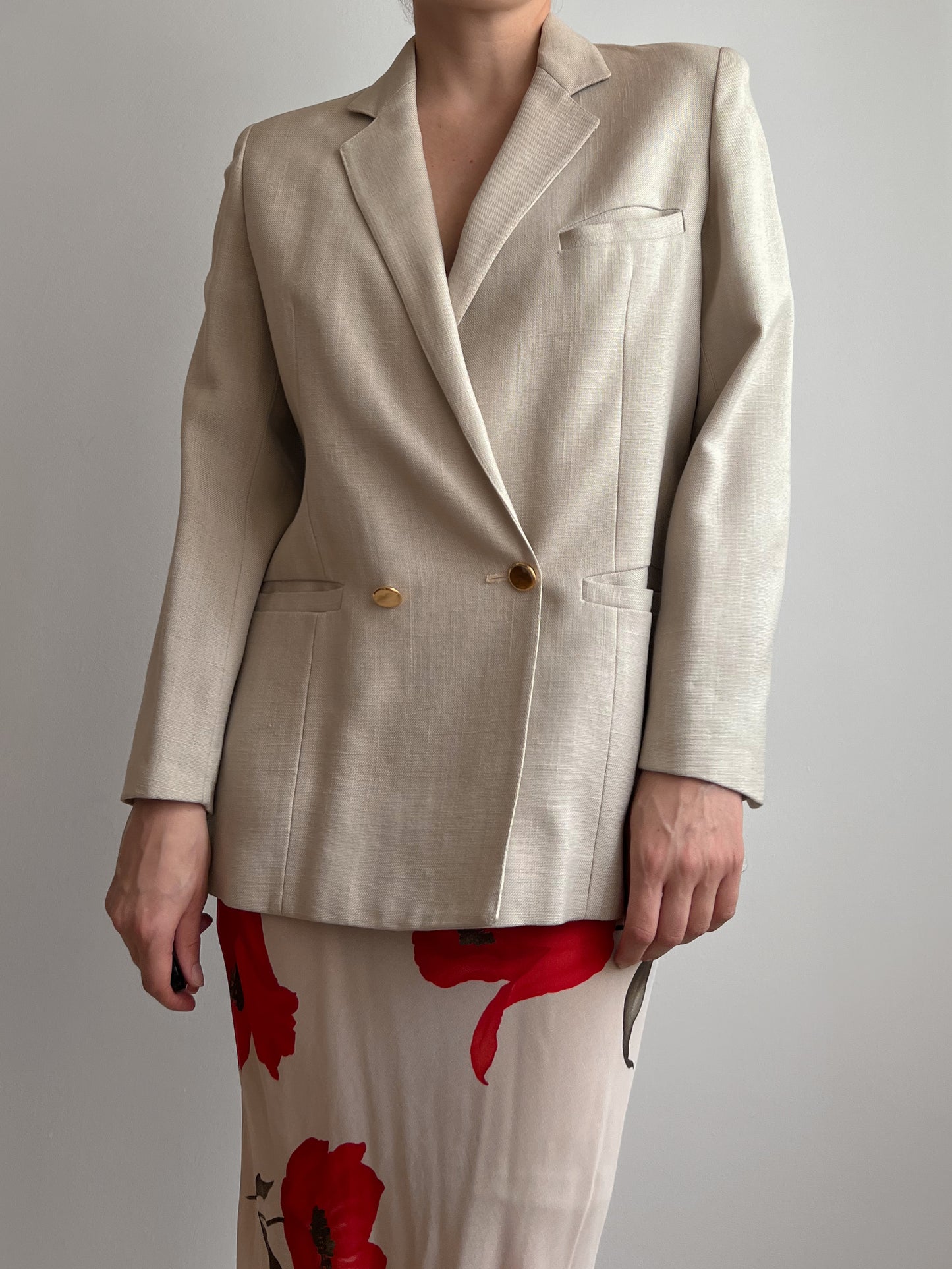 Blazer sartoriale in lino e cotone