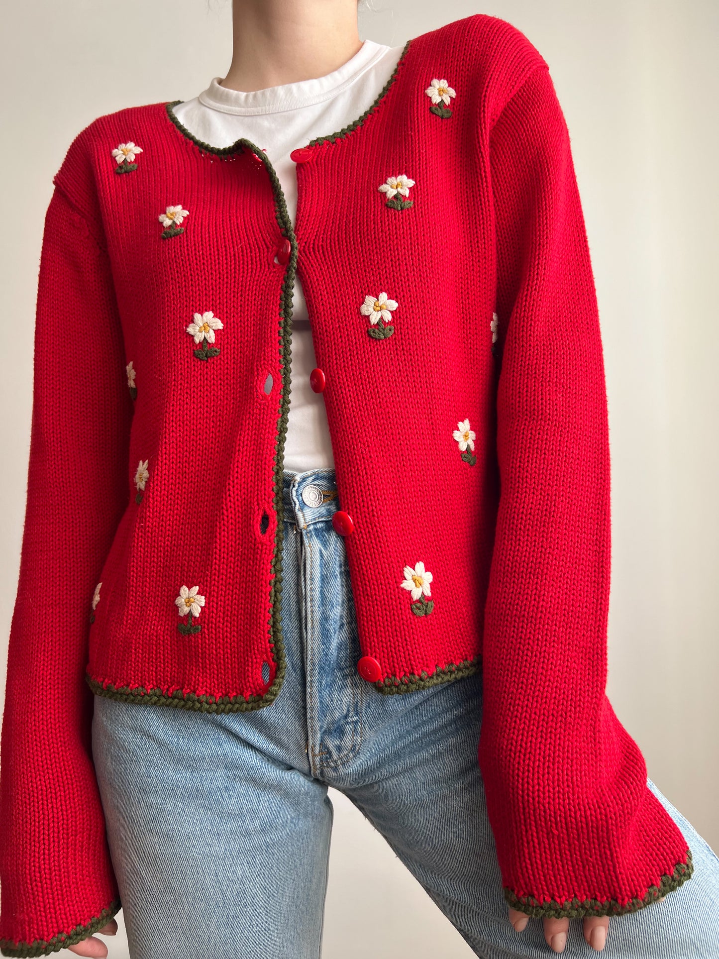 Cardigan rosso in cotone