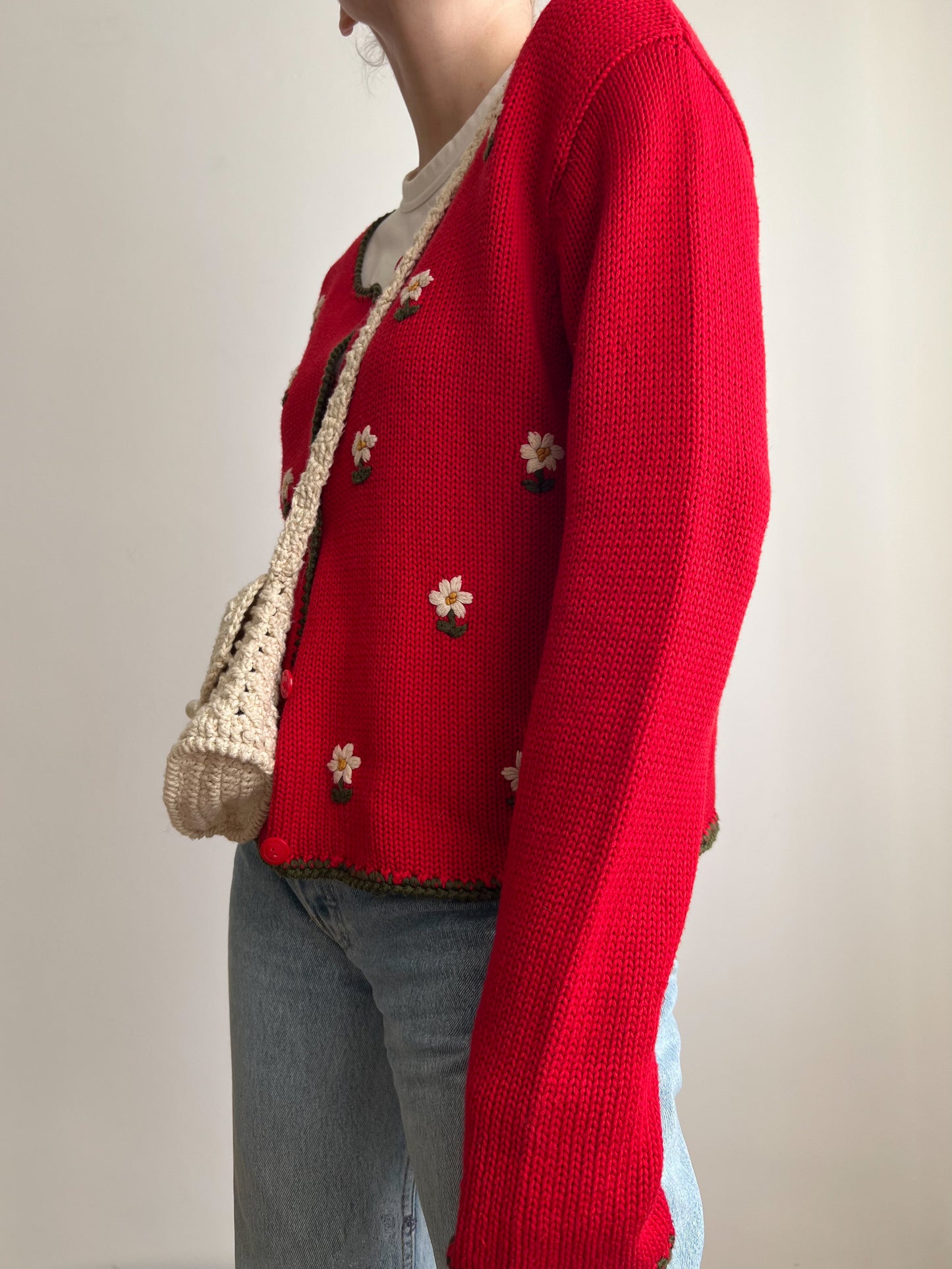 Cardigan rosso in cotone