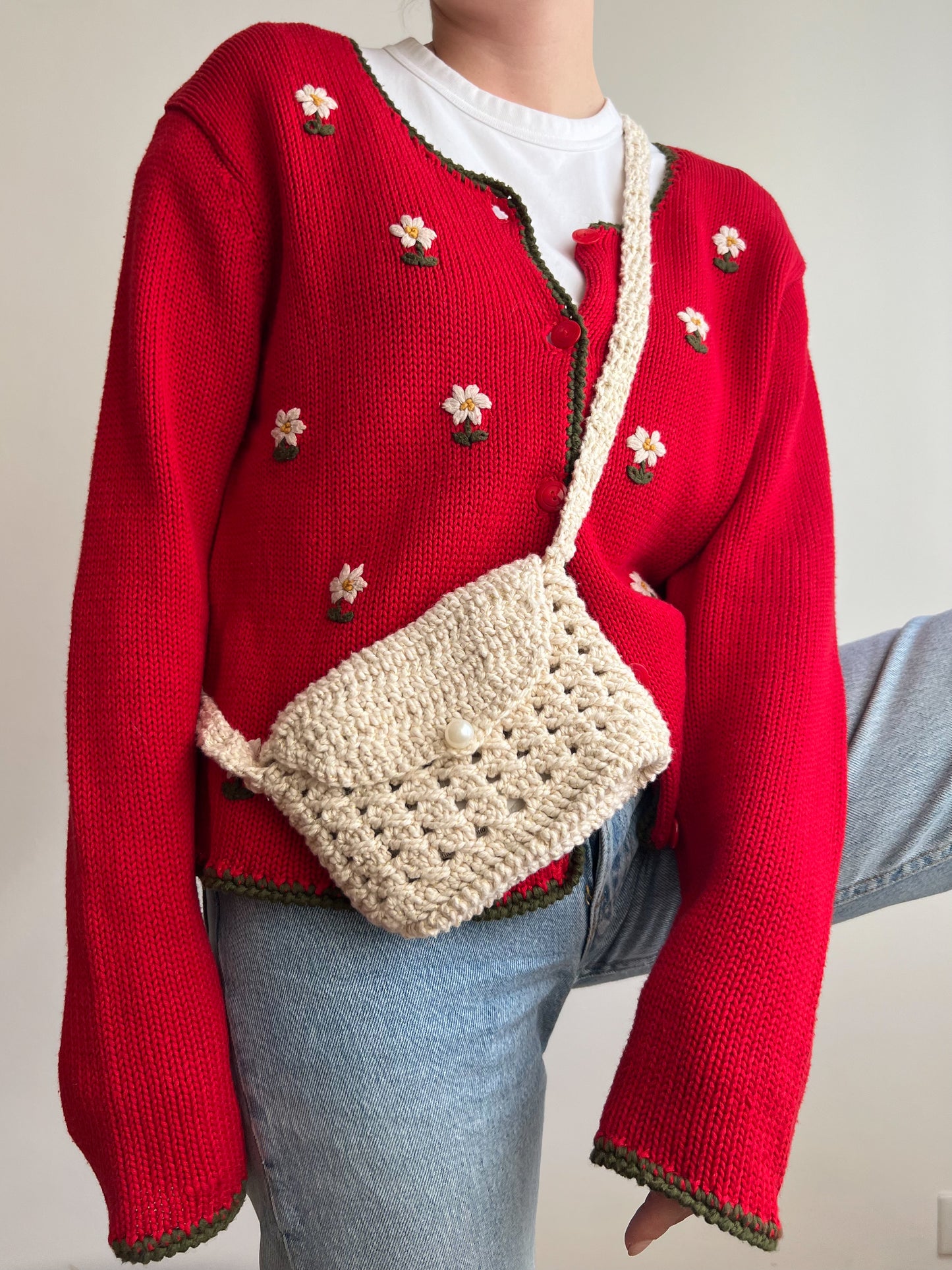 Cardigan rosso in cotone