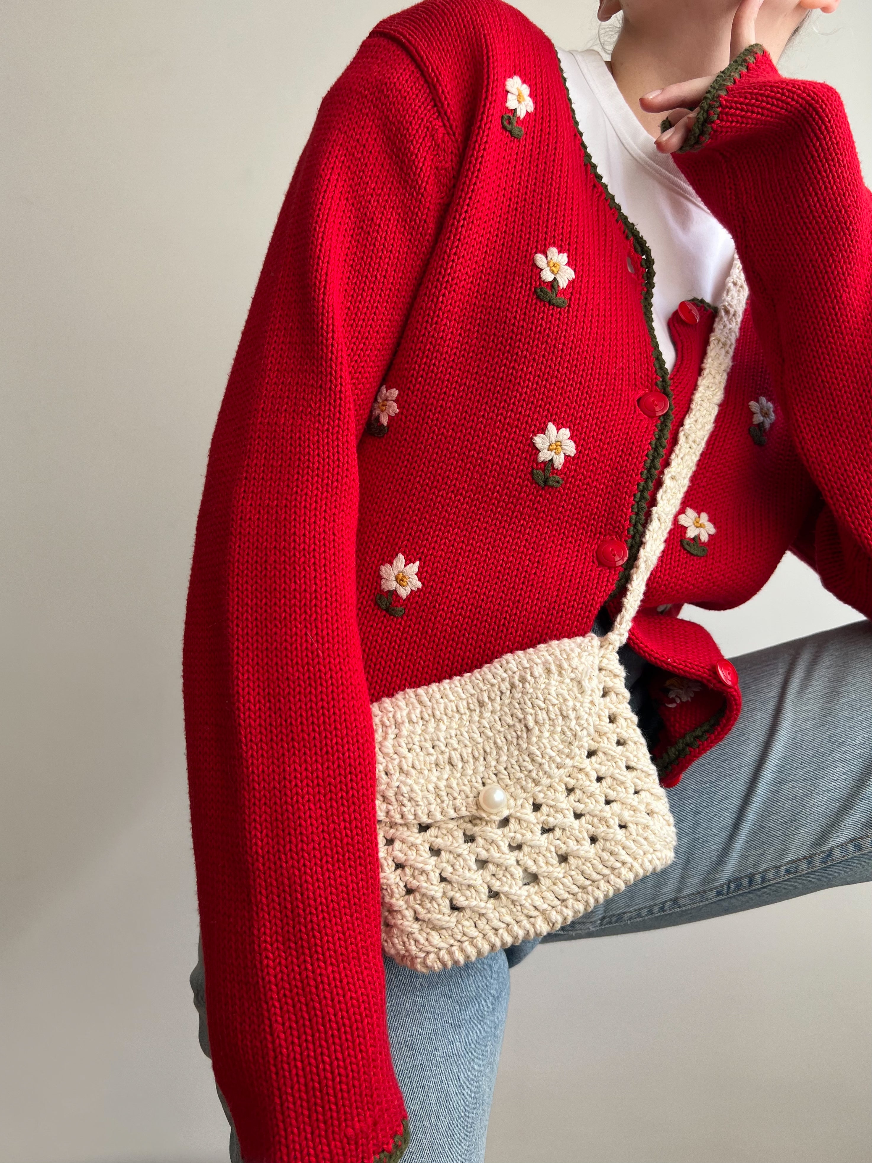 Cardigan rosso in cotone