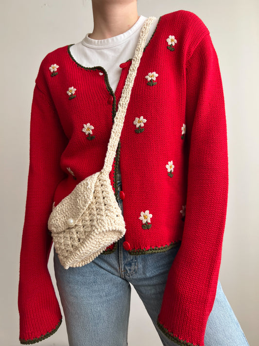 Cardigan rosso in cotone