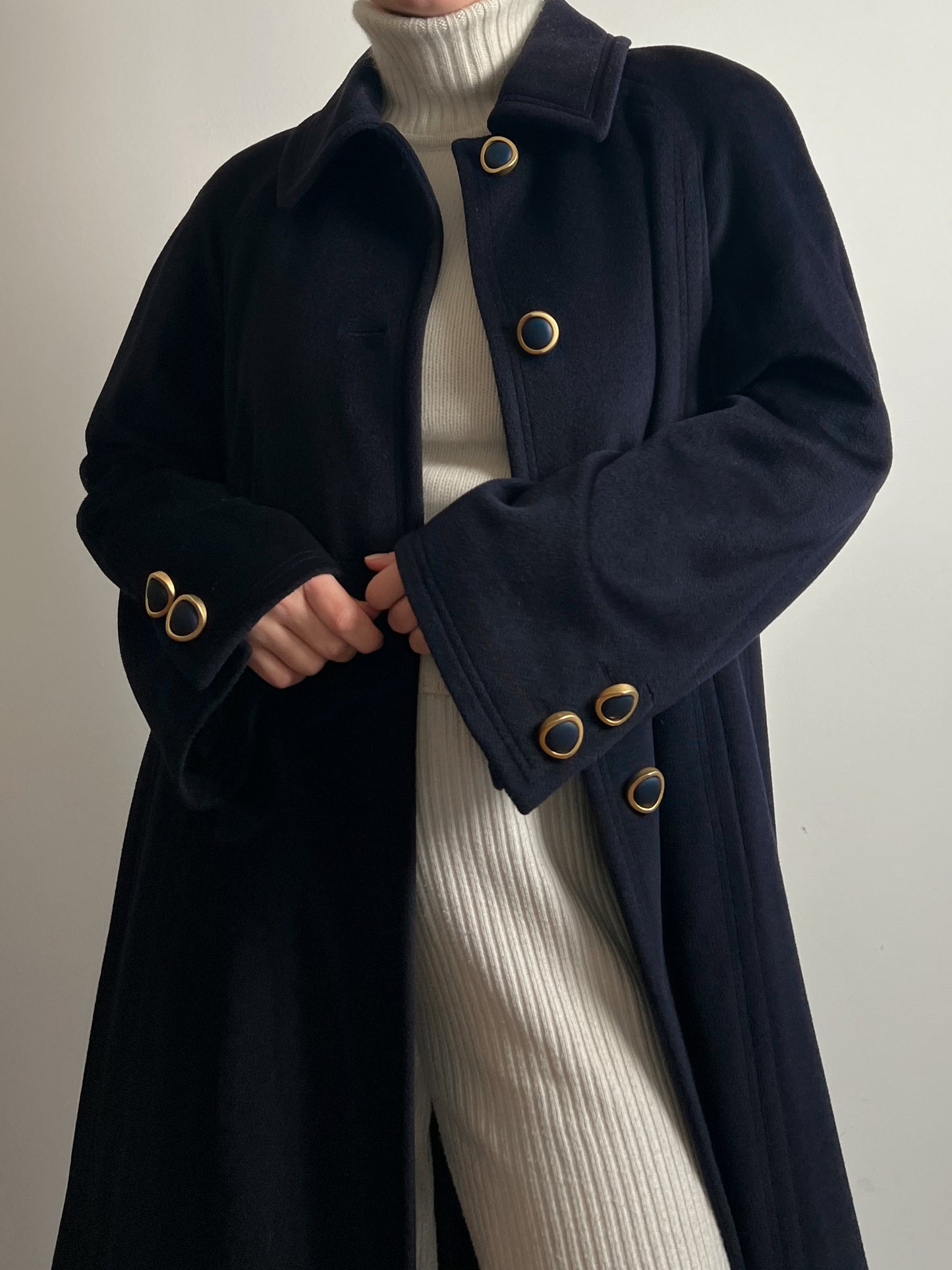 Pure wool blue long coat