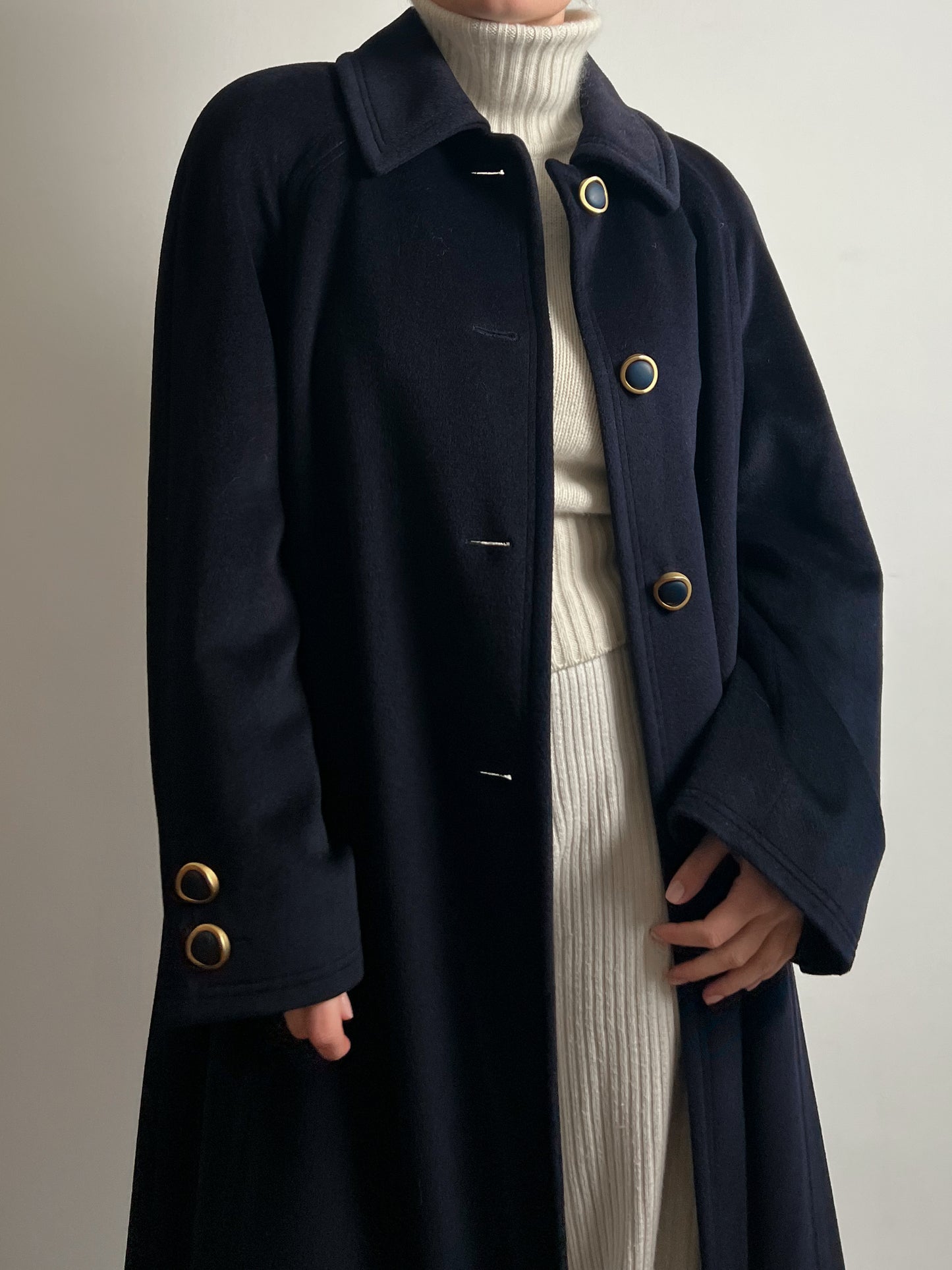 Pure wool blue long coat