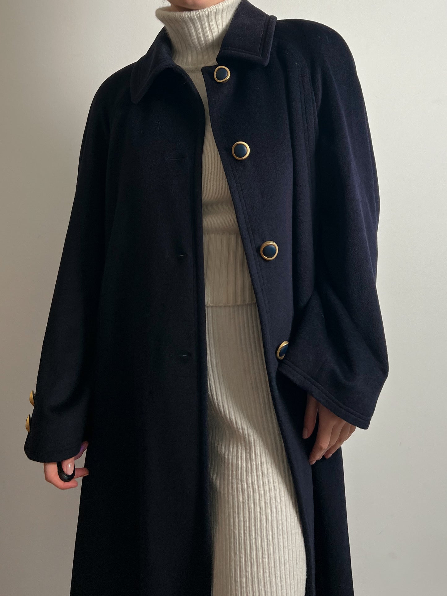 Pure wool blue long coat