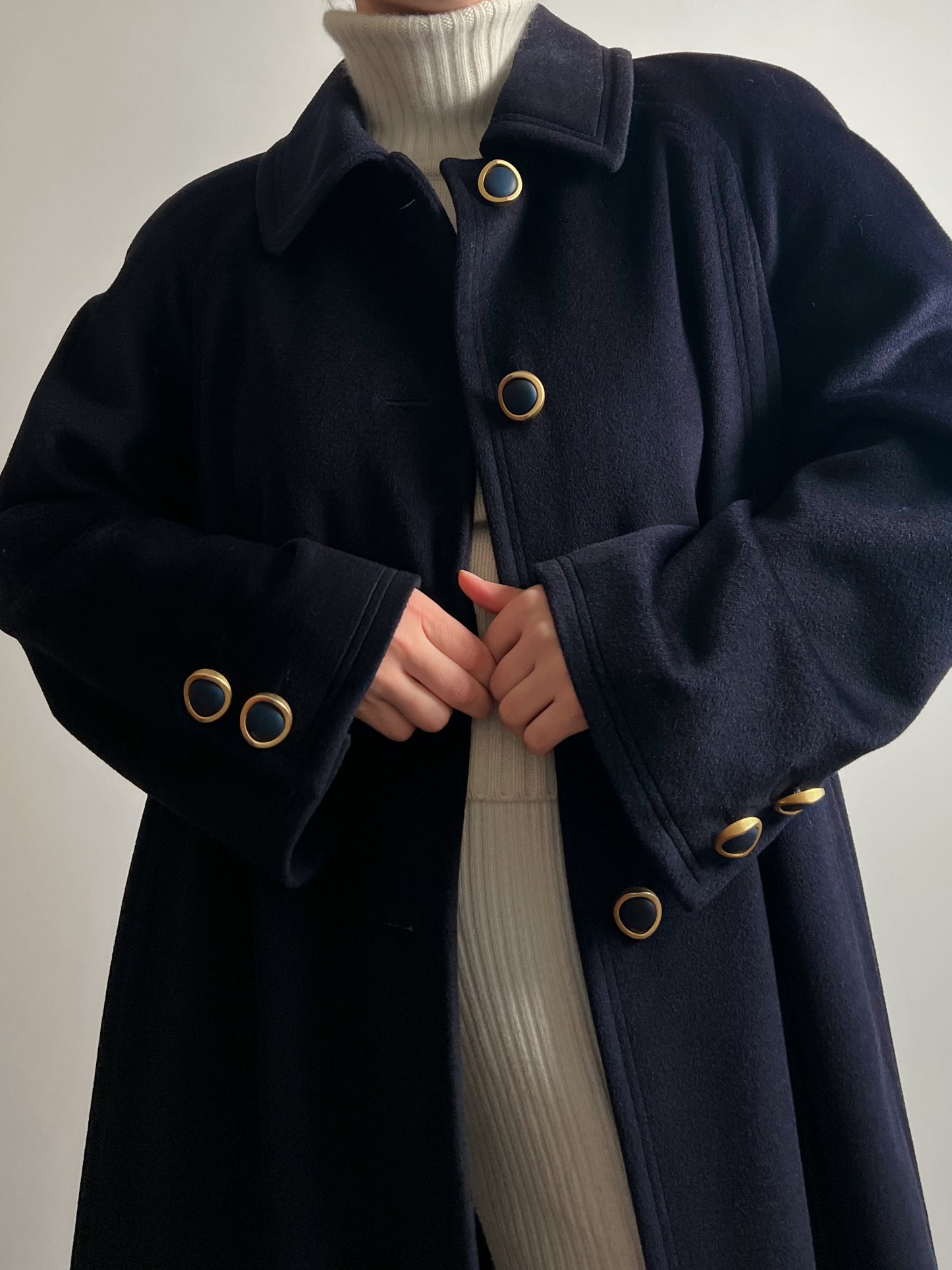 Pure wool blue long coat