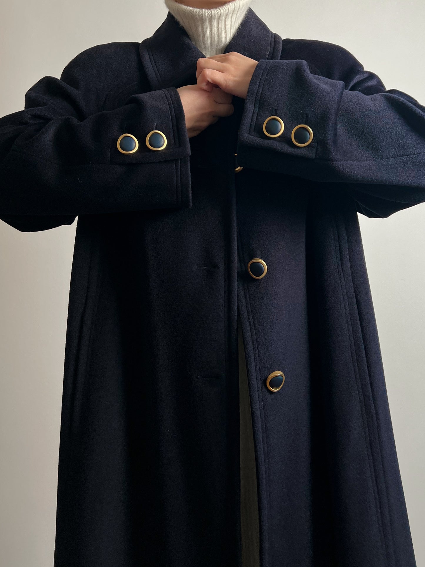 Pure wool blue long coat