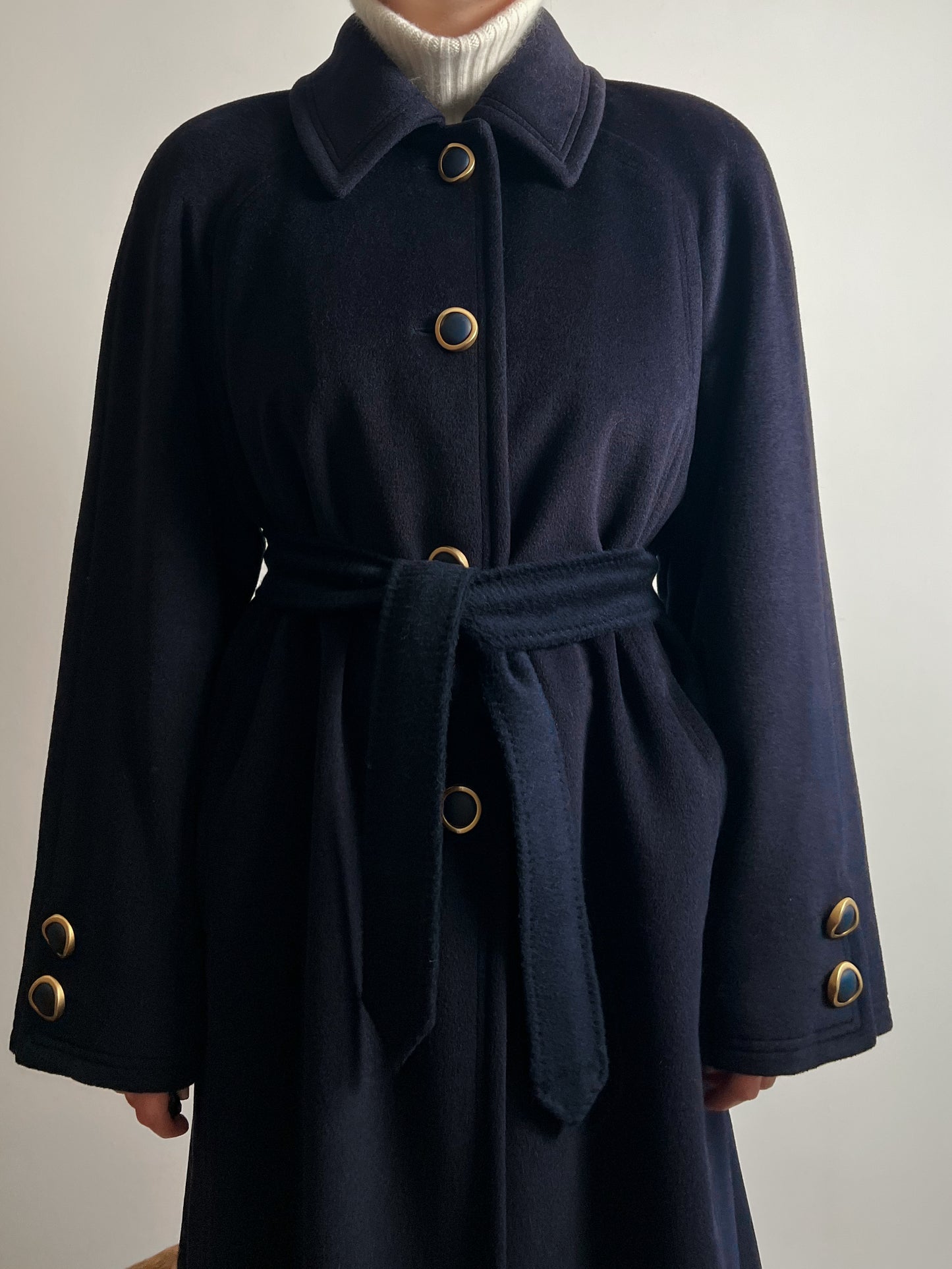 Pure wool blue long coat