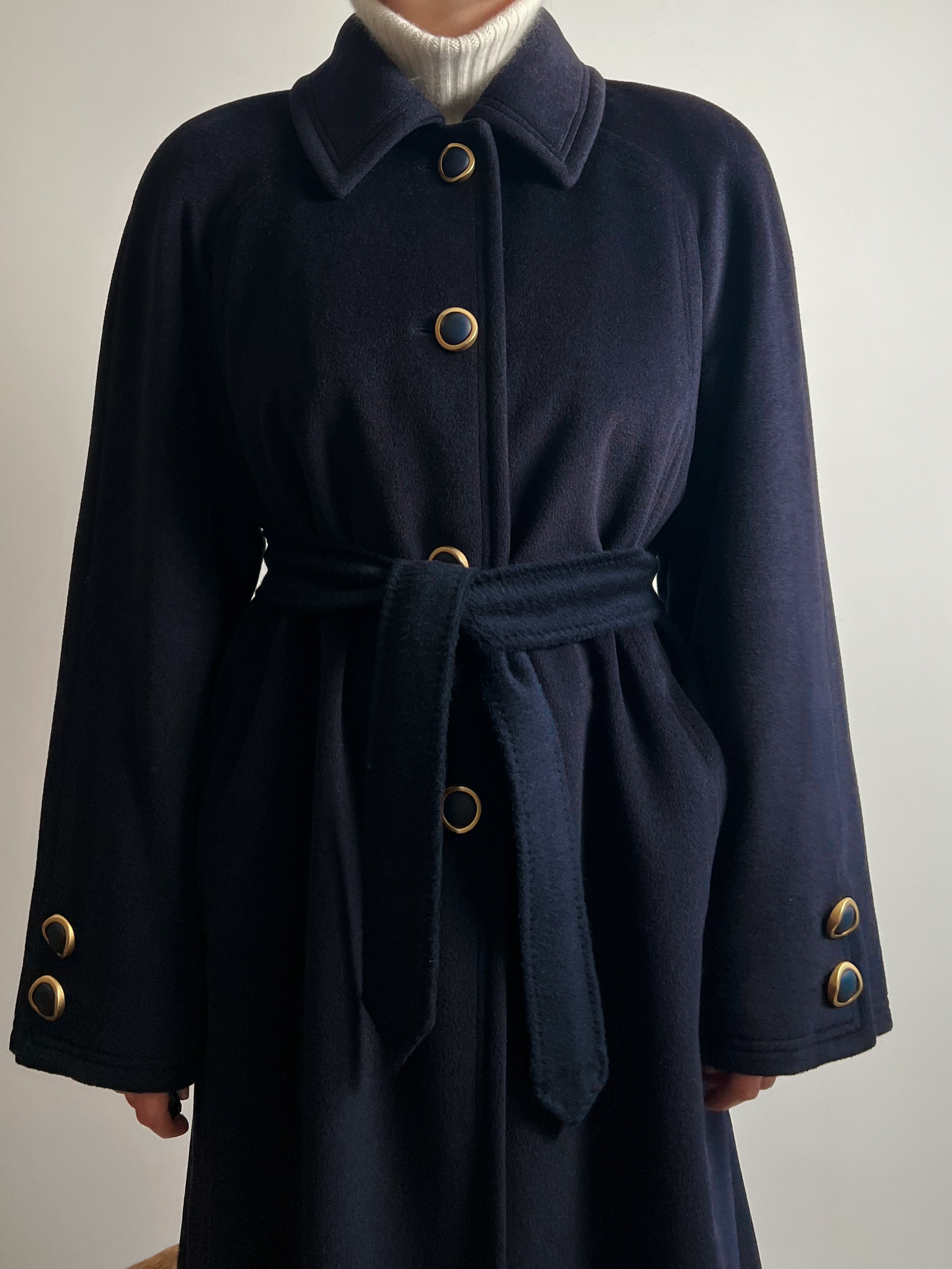 Pure wool blue long coat