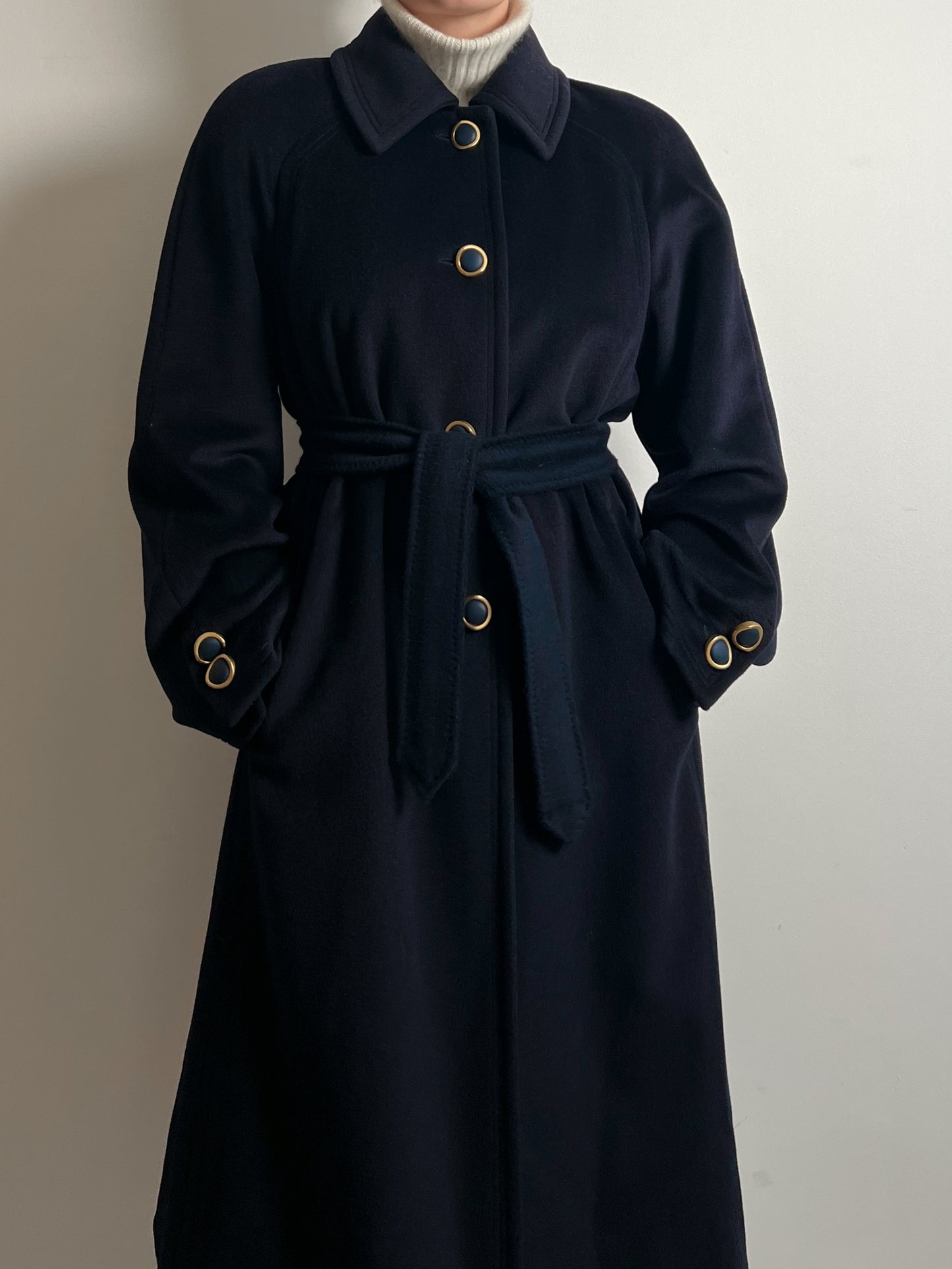 Pure wool blue long coat