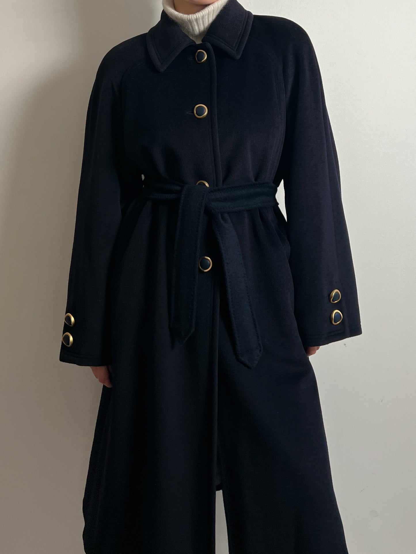 Pure wool blue long coat