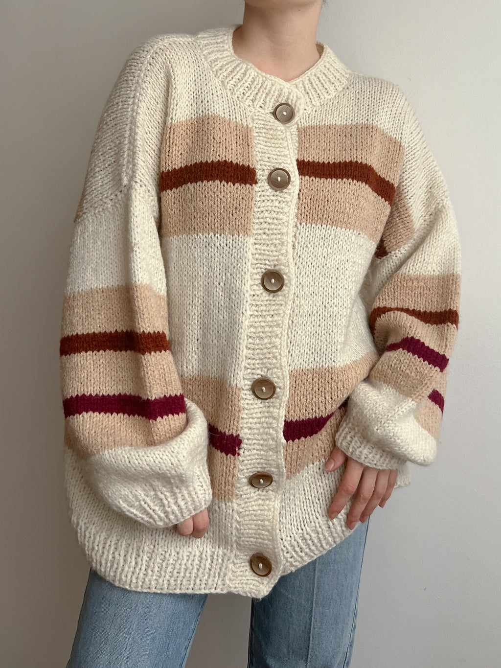 Handmade pure wool maxi cardigan
