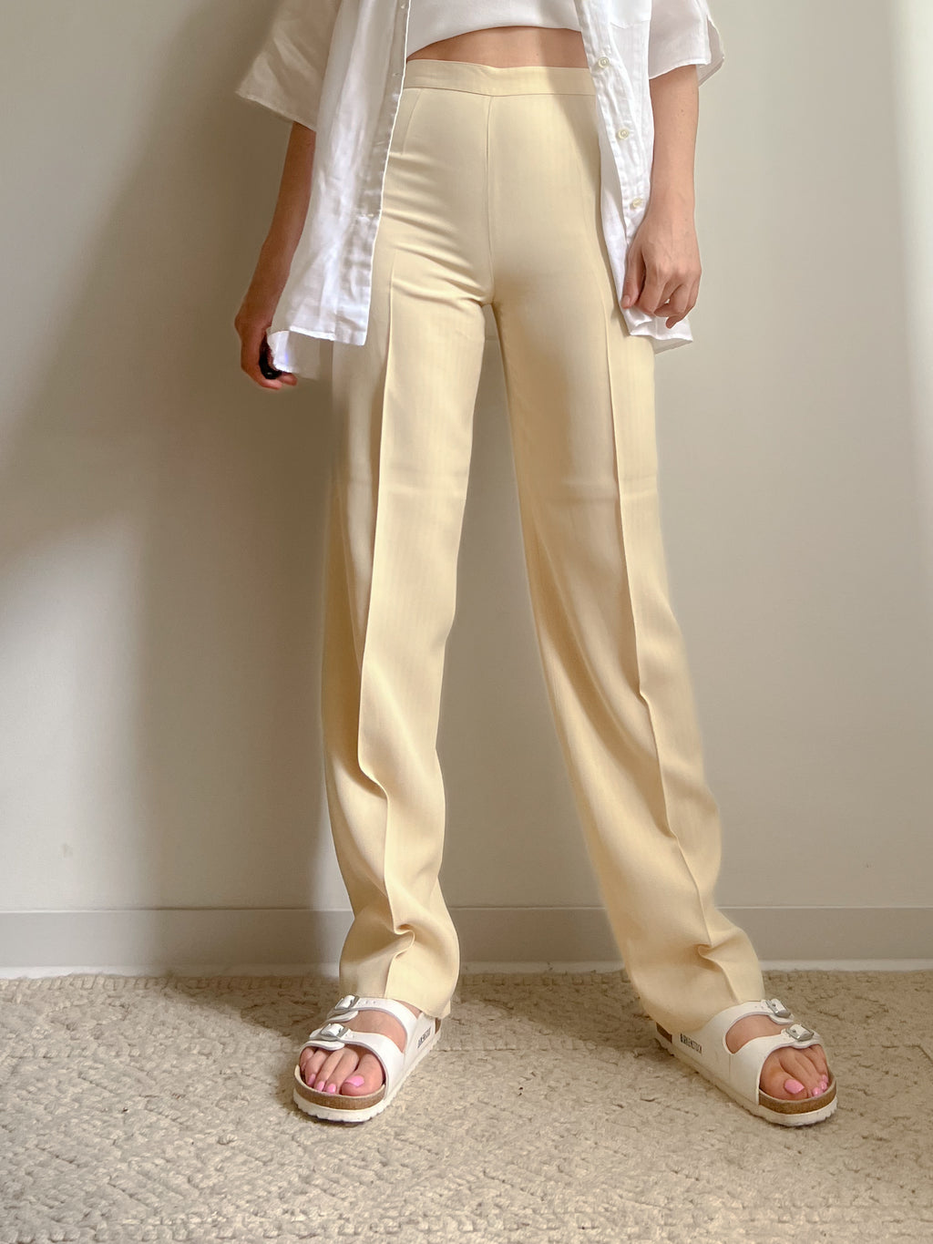 Pantaloni sartoriali color crema