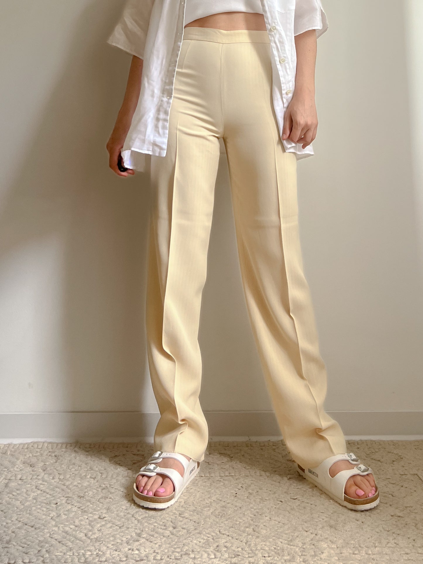 Pantaloni sartoriali color crema