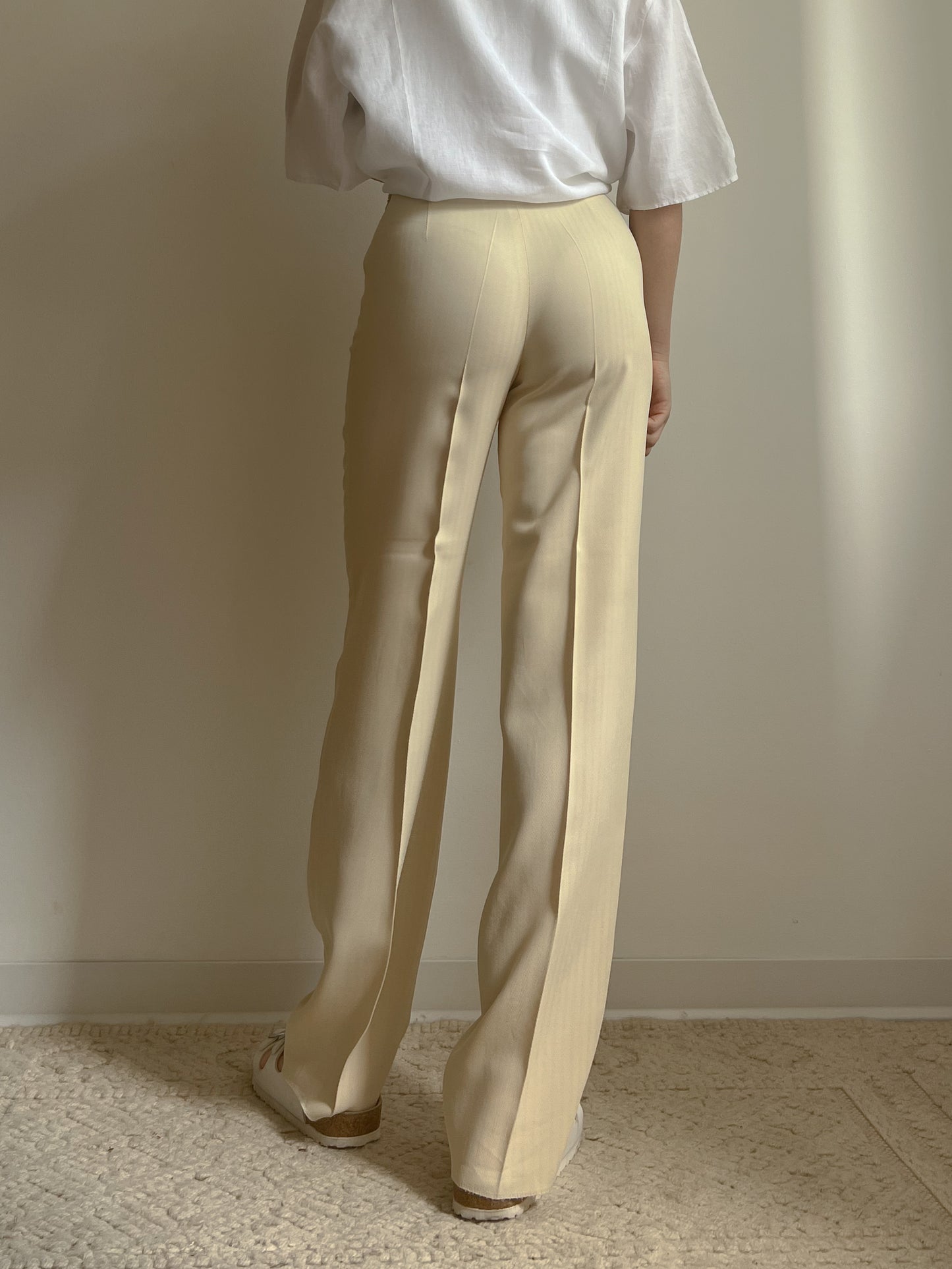 Pantaloni sartoriali color crema