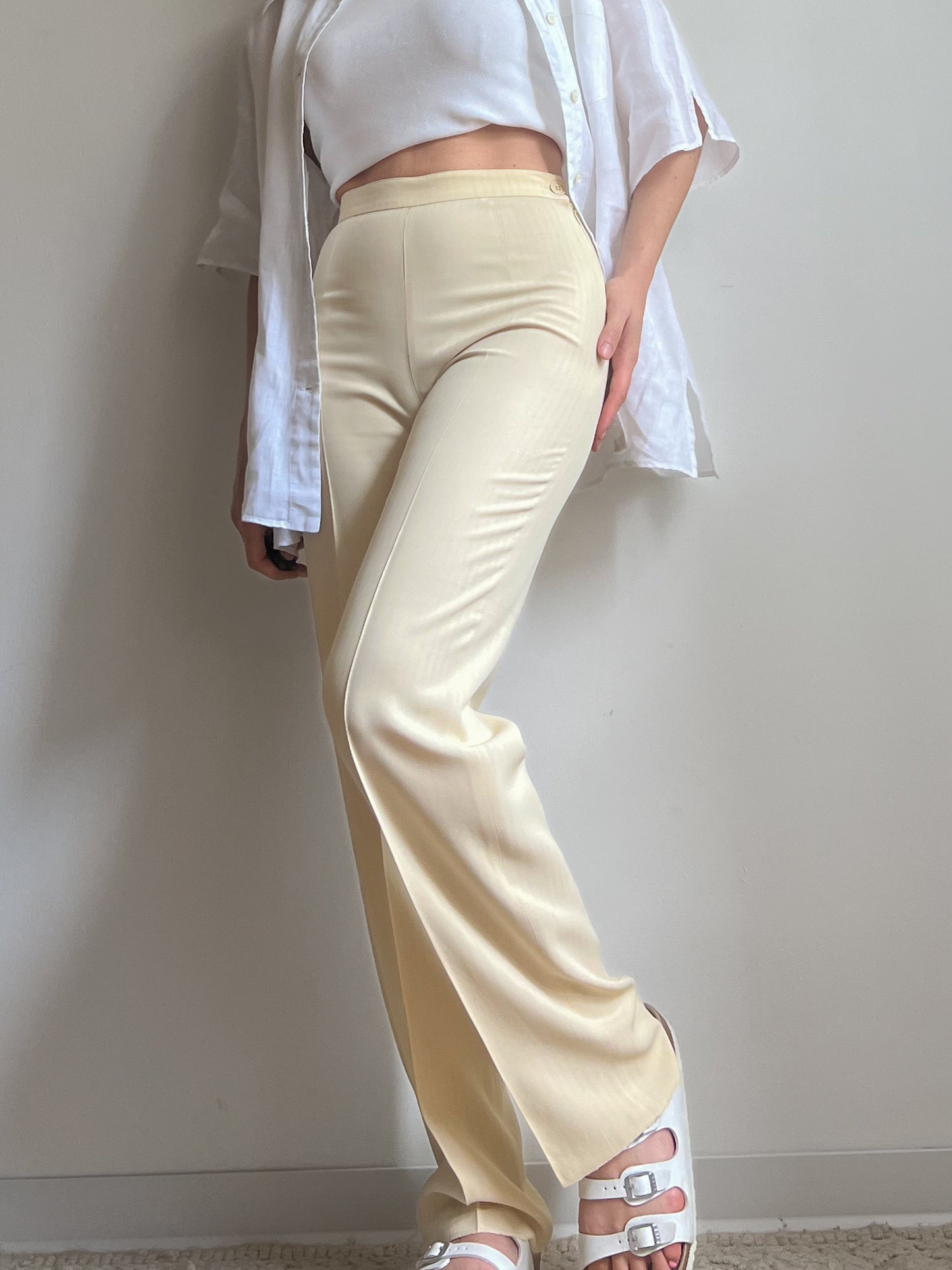 Pantaloni sartoriali color crema