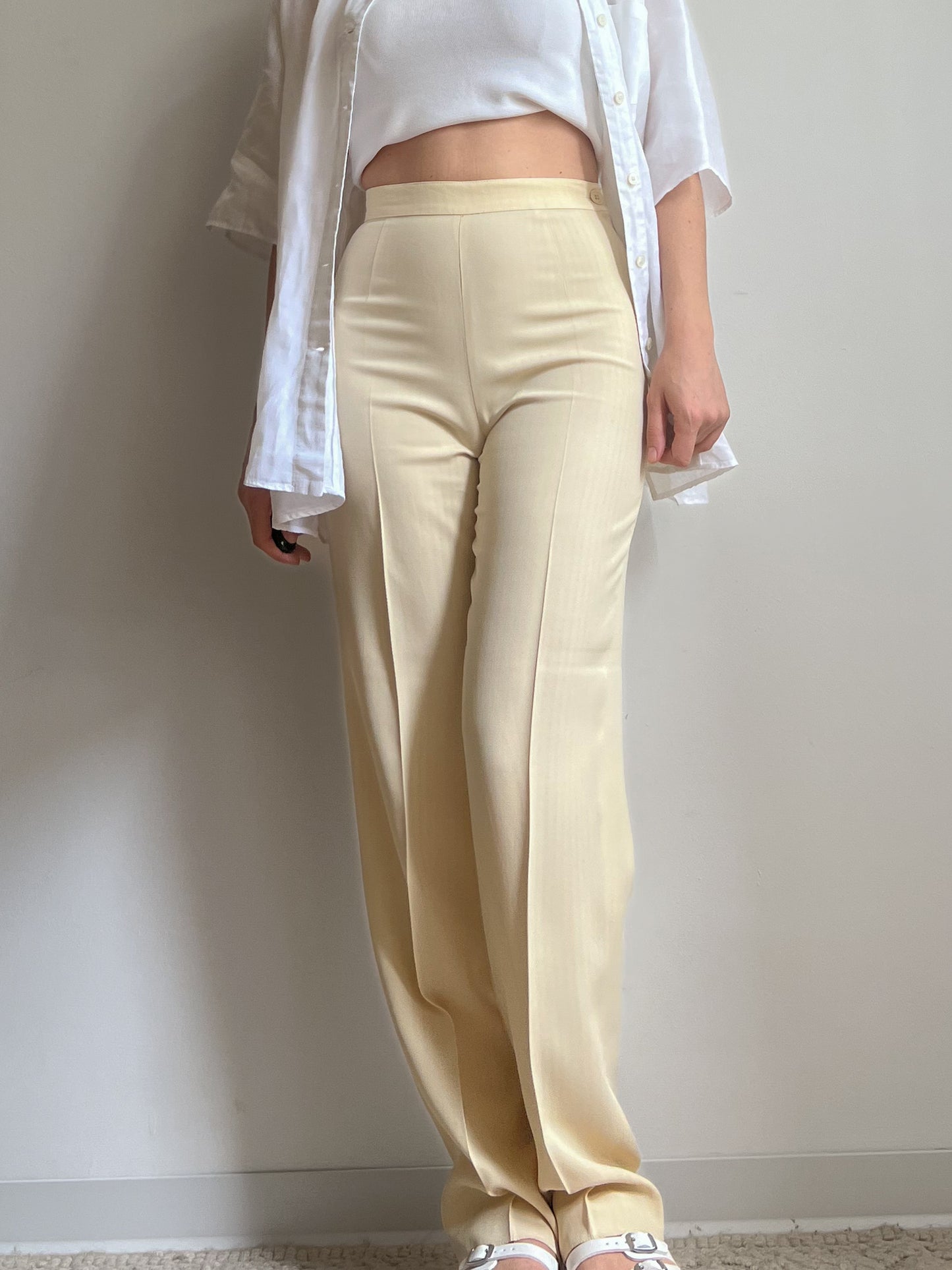 Pantaloni sartoriali color crema