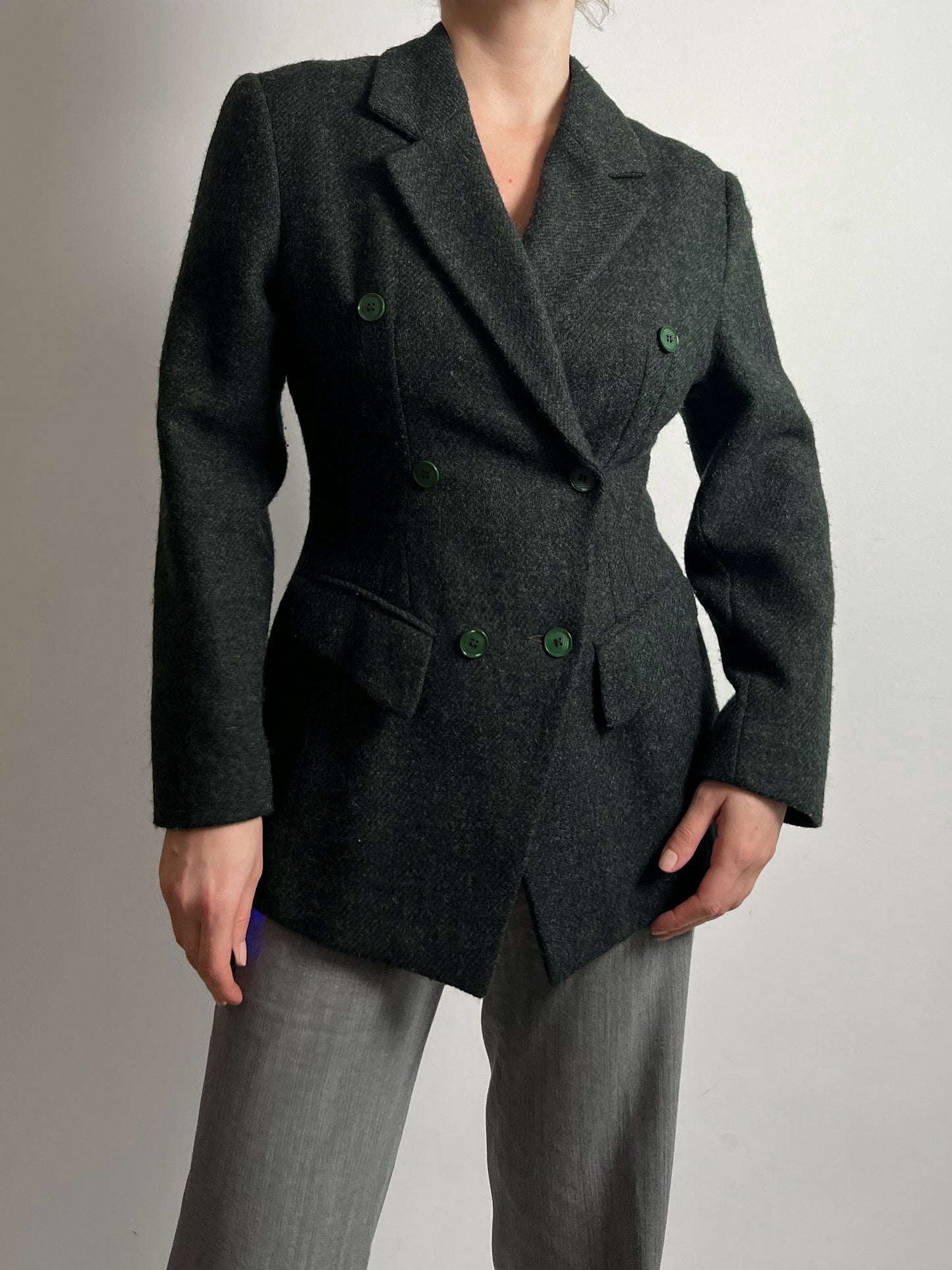 Wool and mohair green blazer