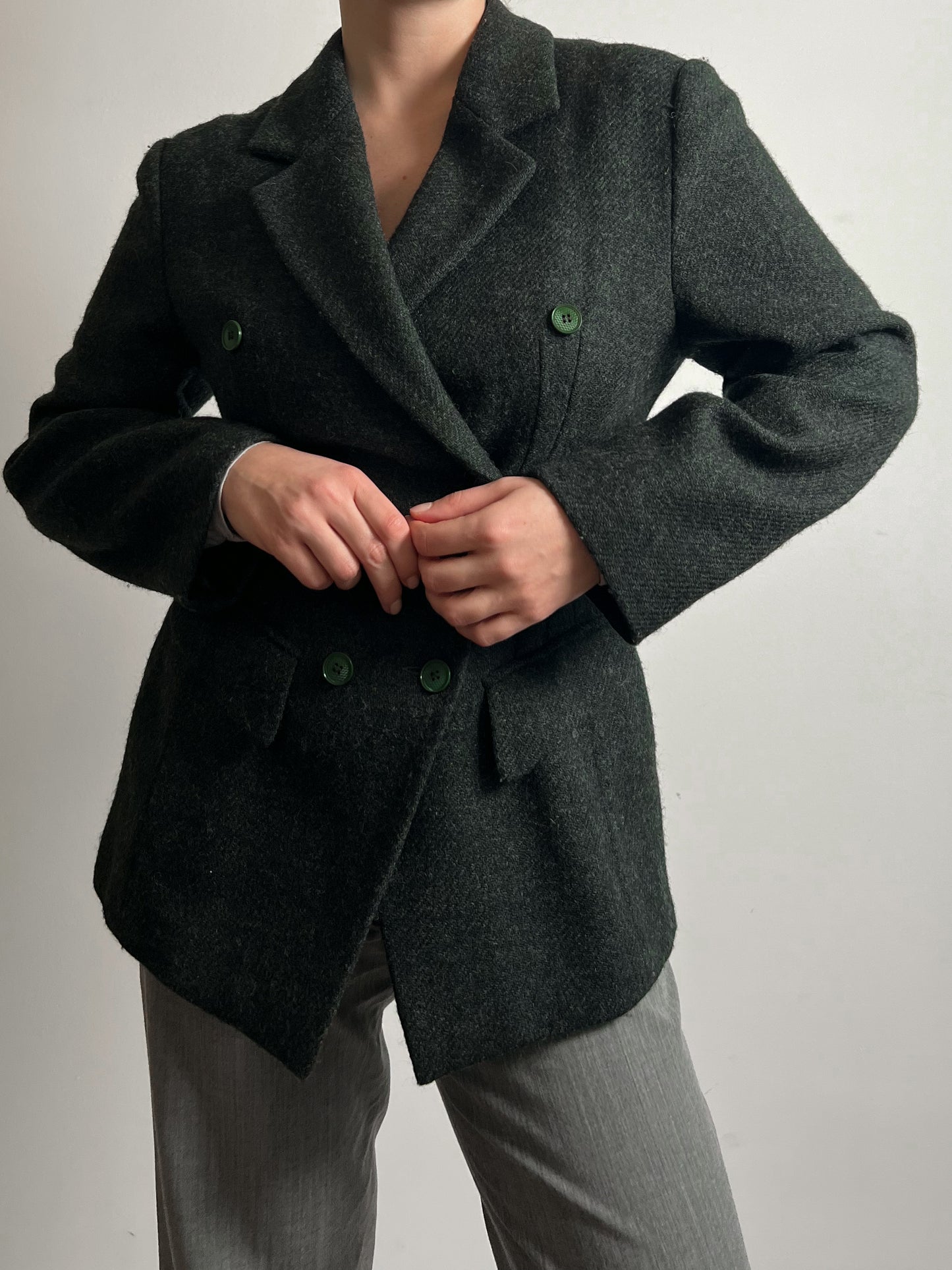 Wool and mohair green blazer