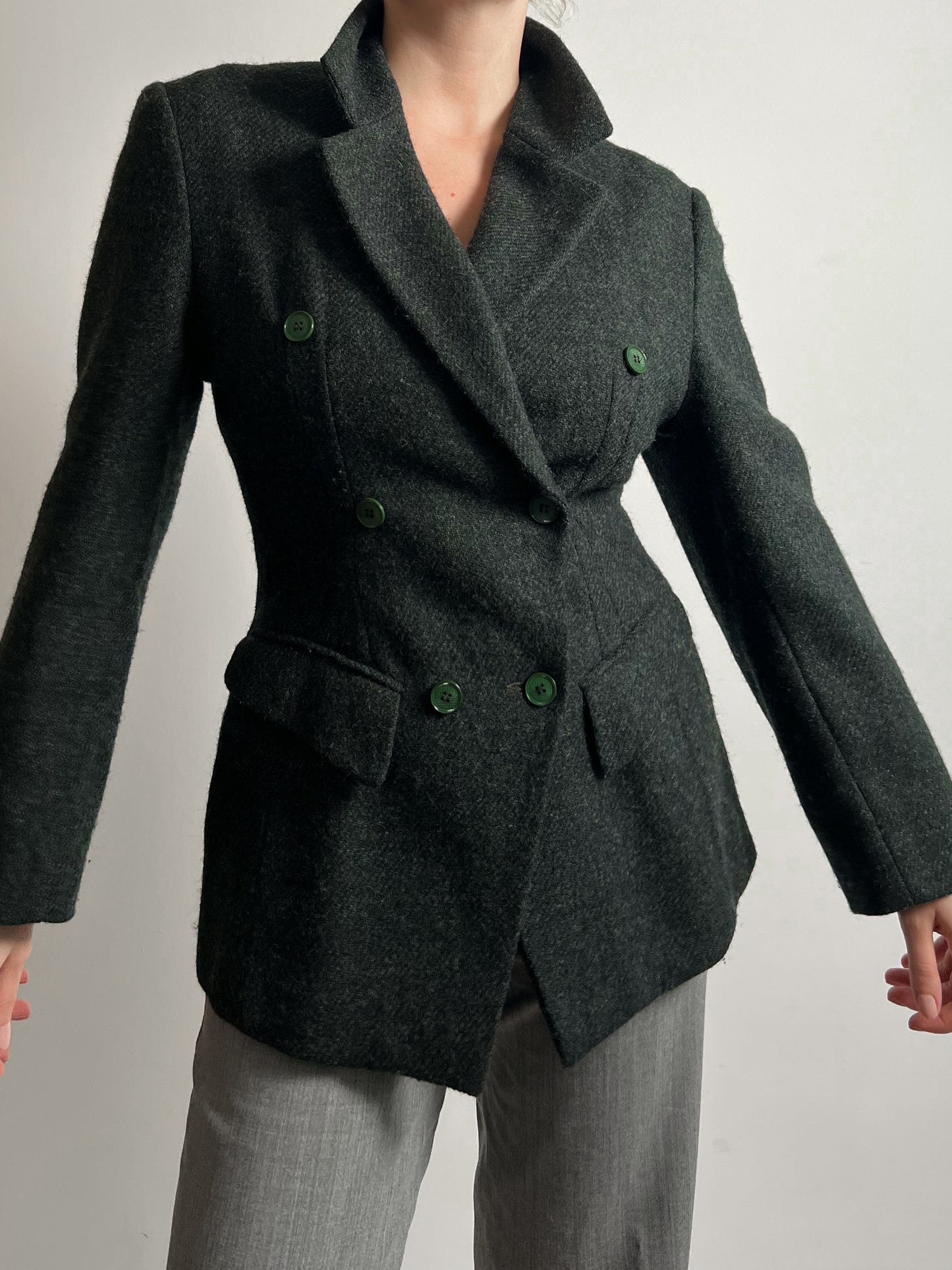 Wool and mohair green blazer