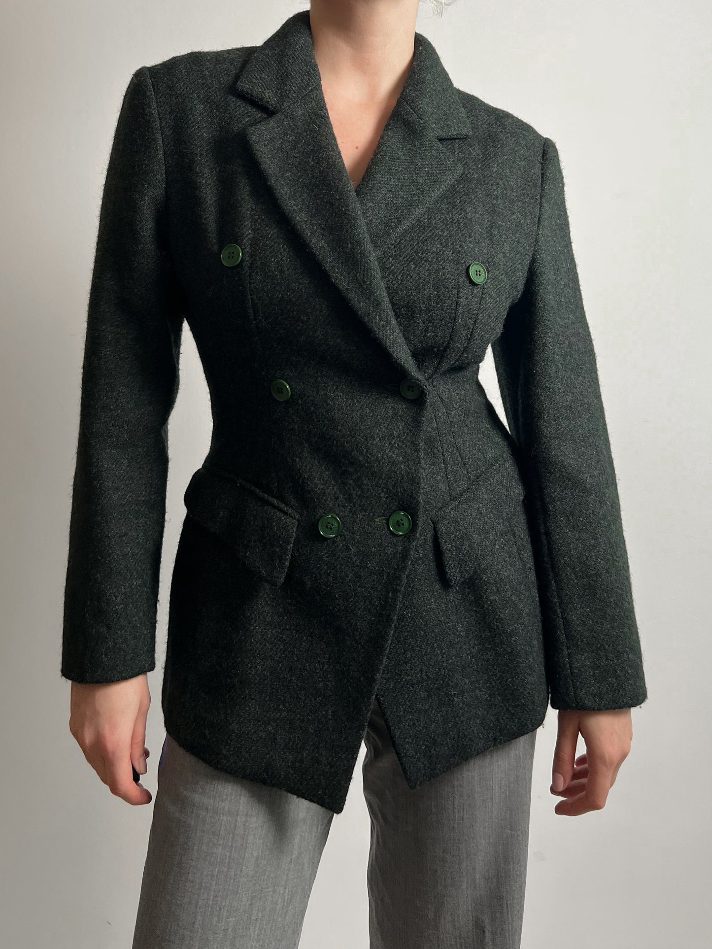 Wool and mohair green blazer