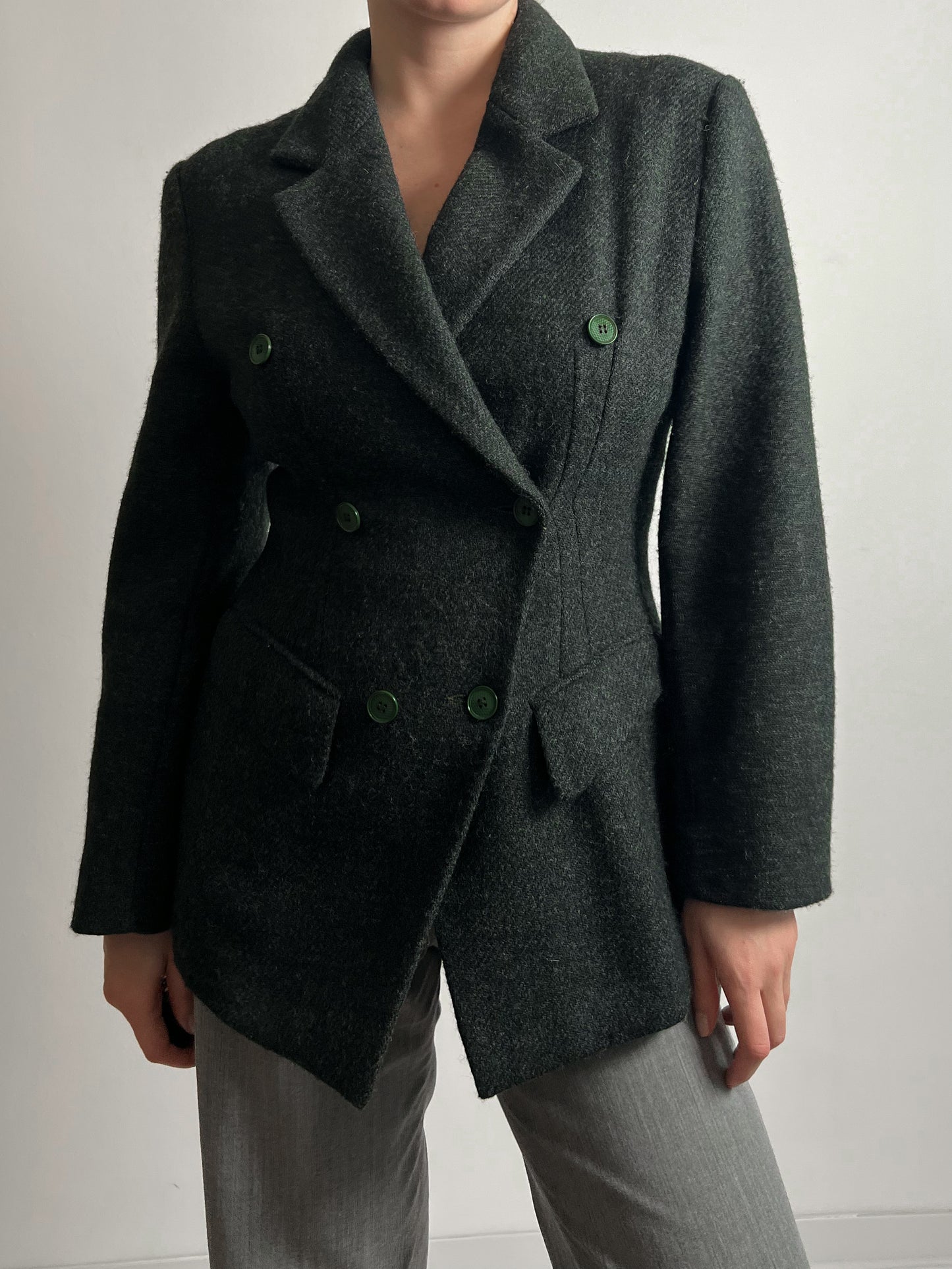 Wool and mohair green blazer