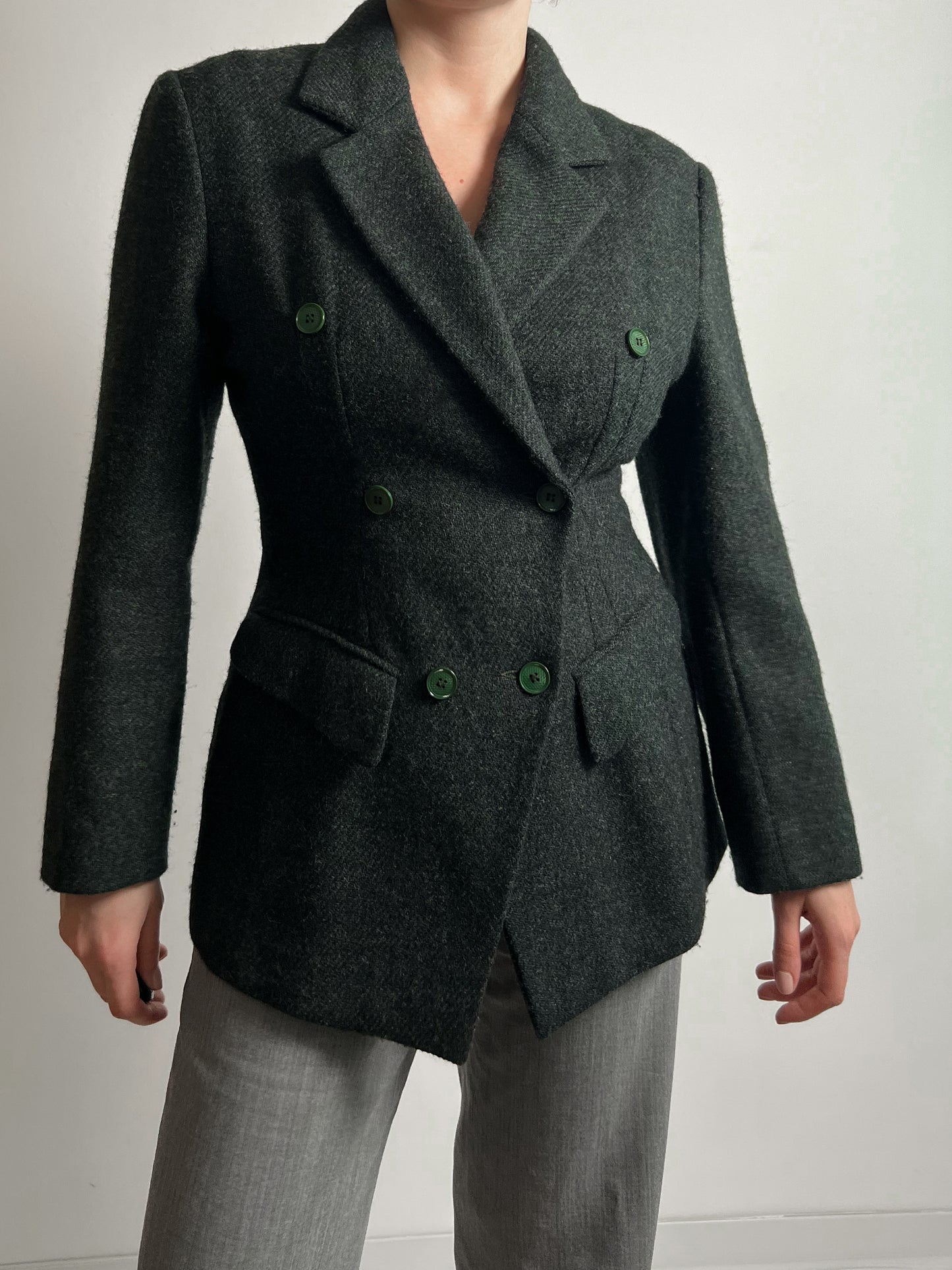 Wool and mohair green blazer