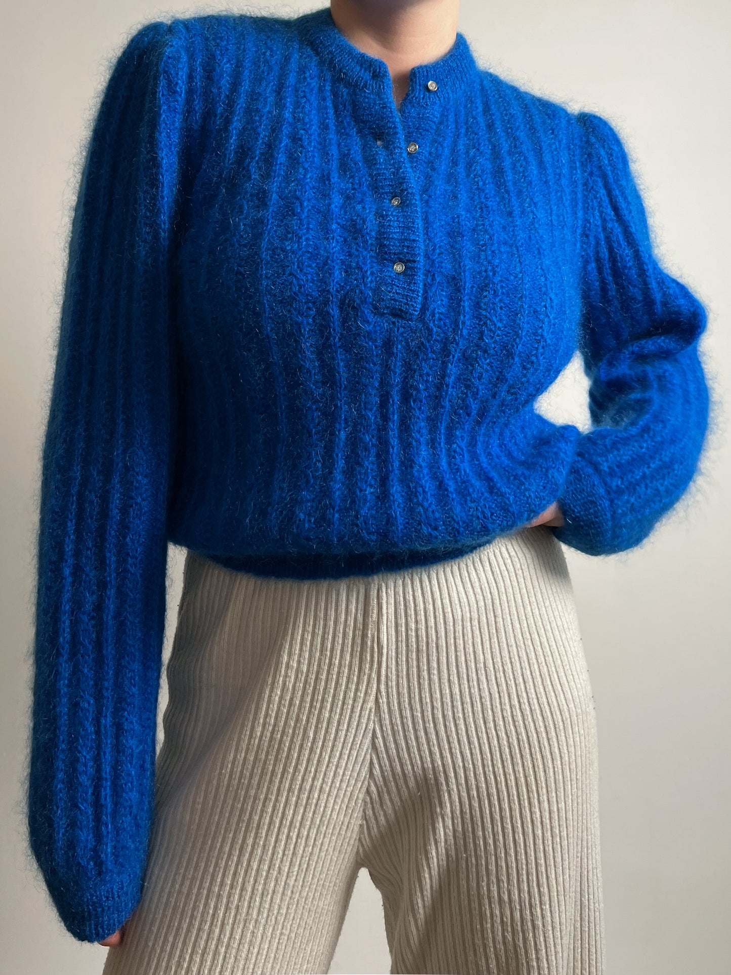 Kid mohair and wool blue pull