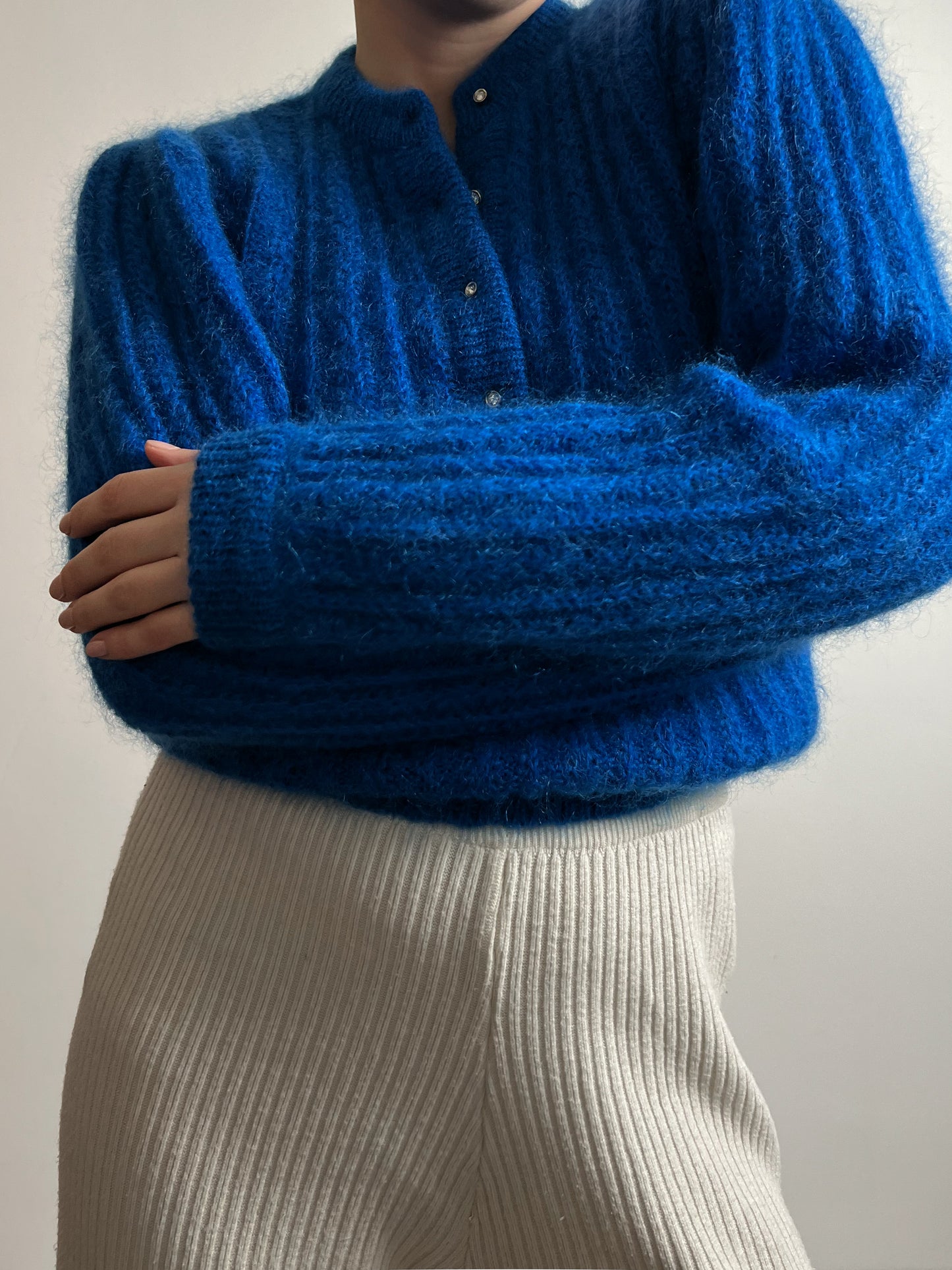 Kid mohair and wool blue pull