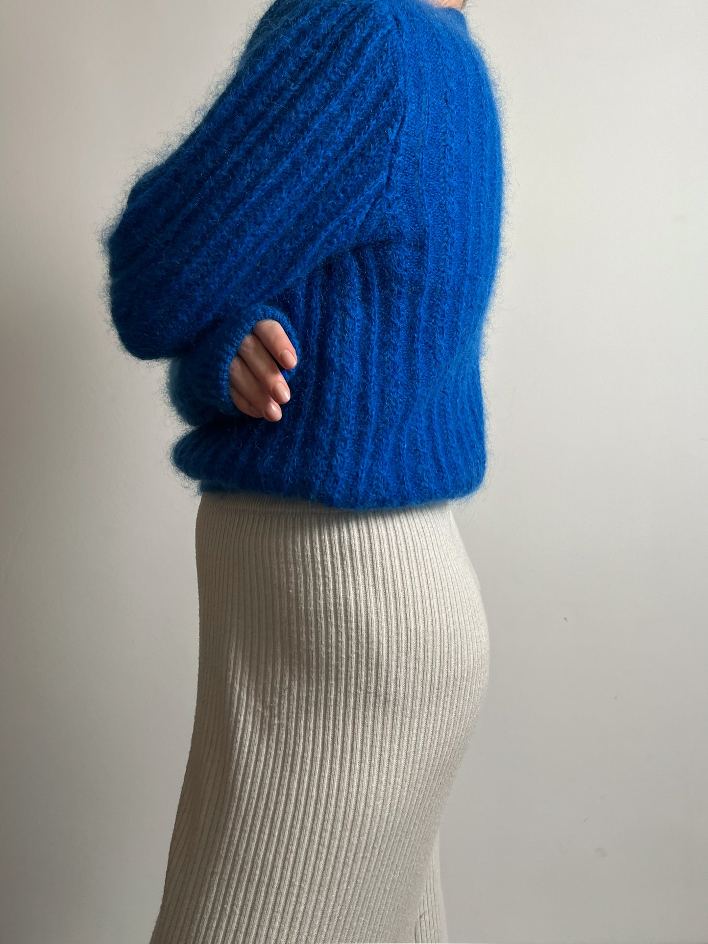 Kid mohair and wool blue pull