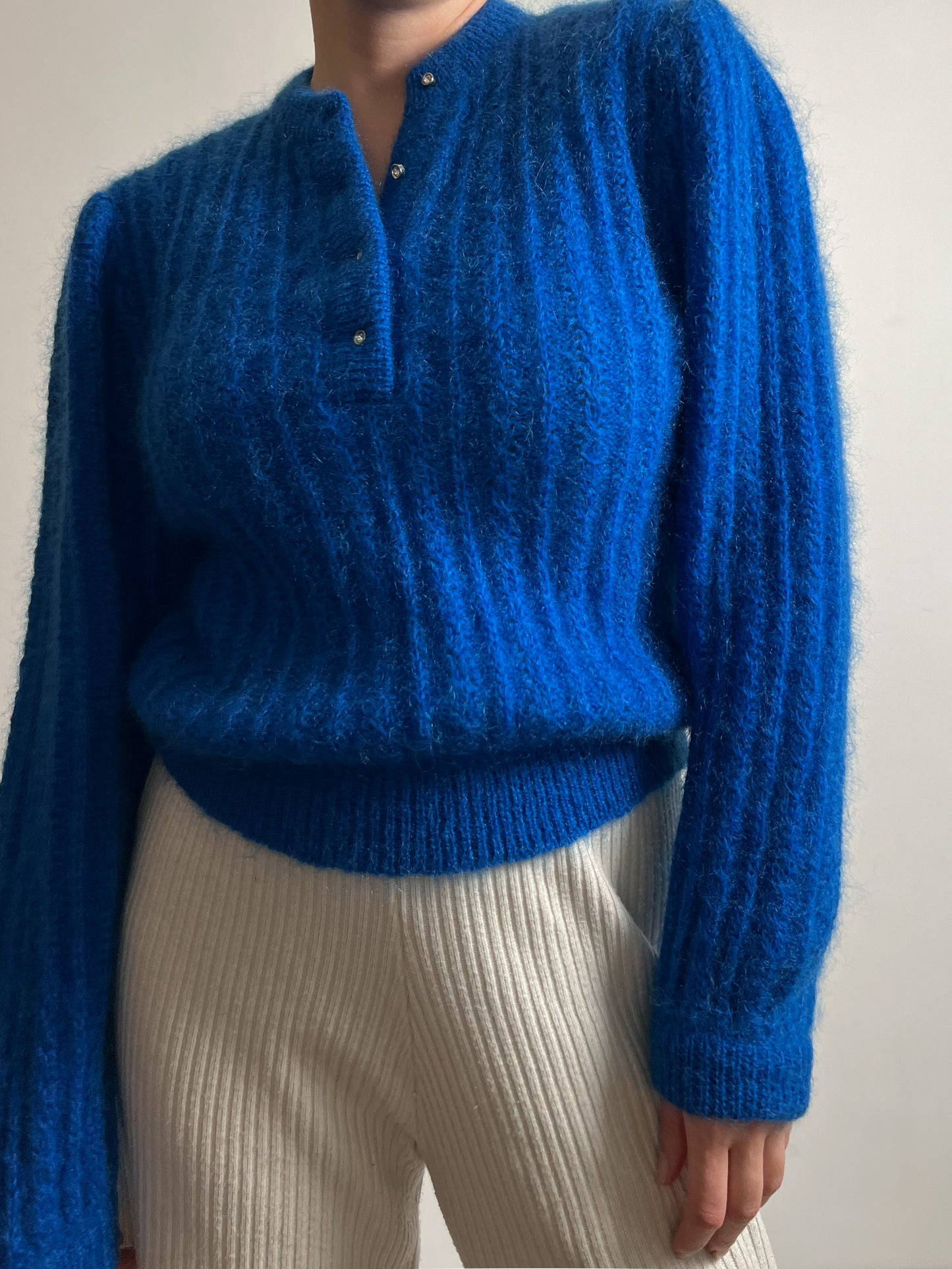 Kid mohair and wool blue pull